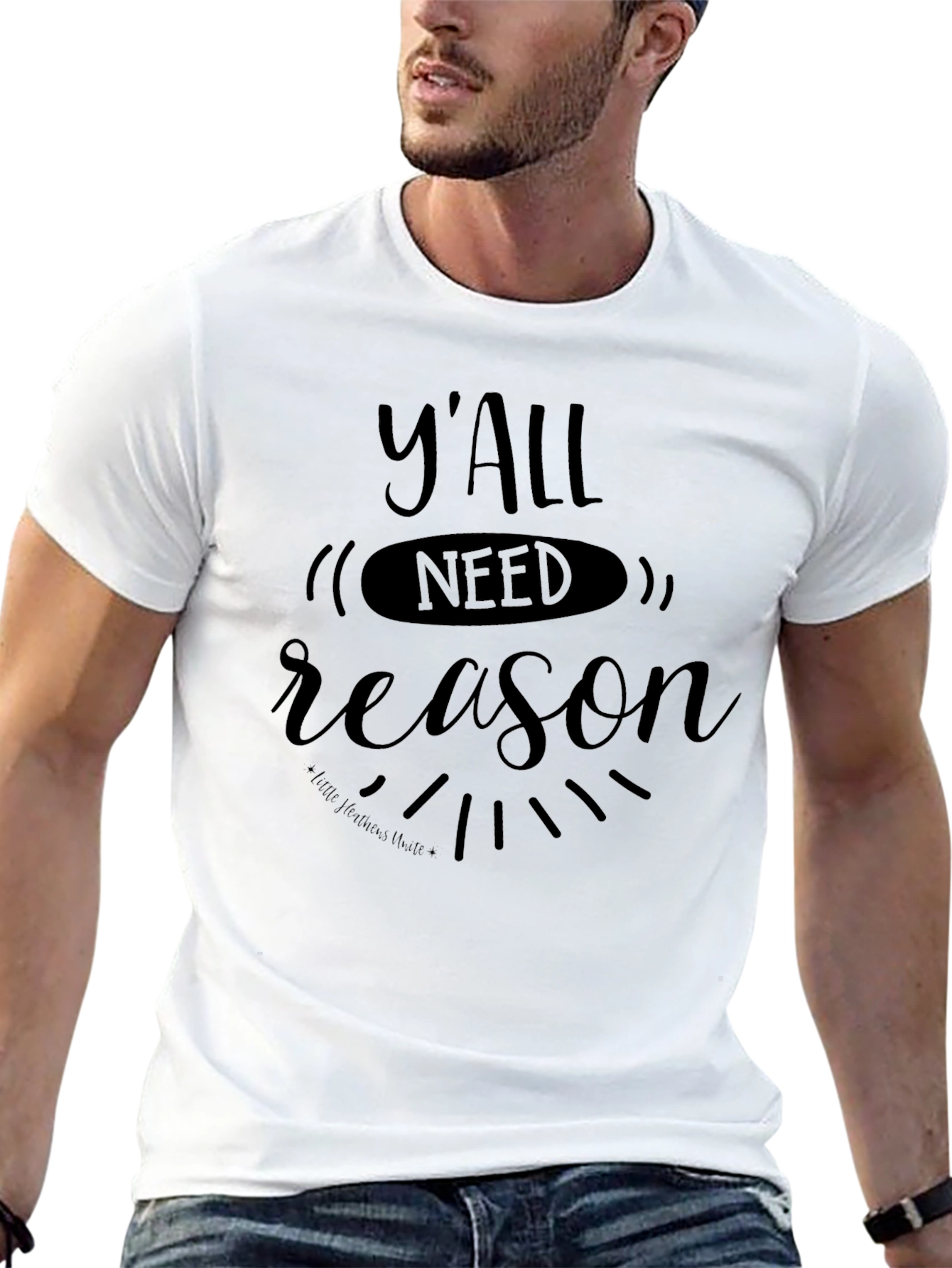 Black Y'all Need Reason Black Graphic Tee view 13