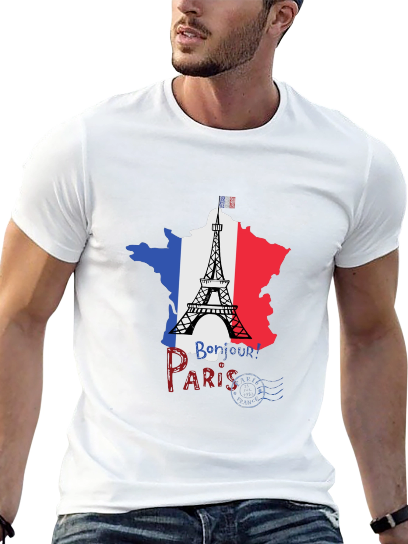 Paris France Eiffel Tower Black T-Shirt - 13