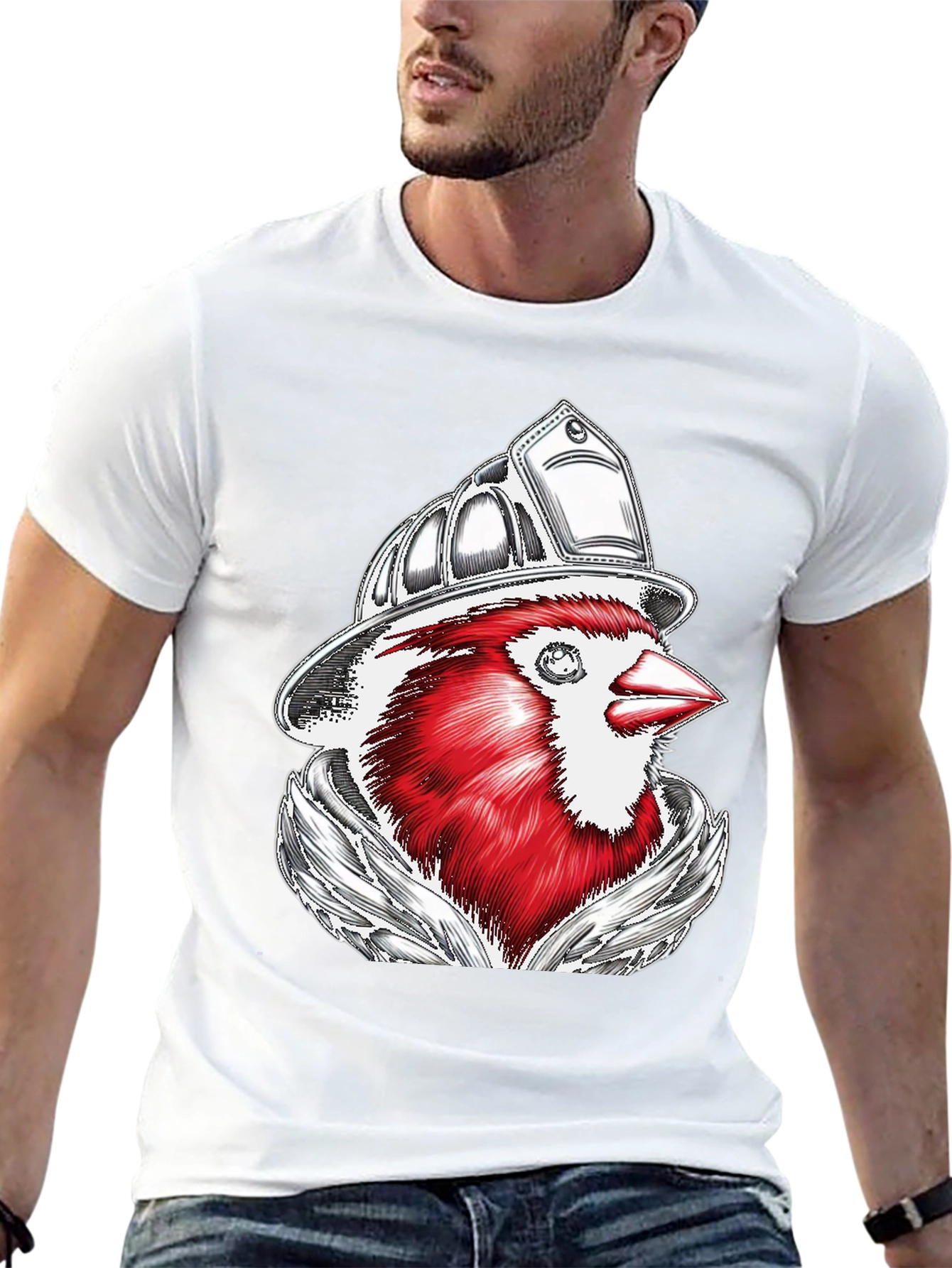 Black Cardinal Firefighter Graphic T-Shirt view 13