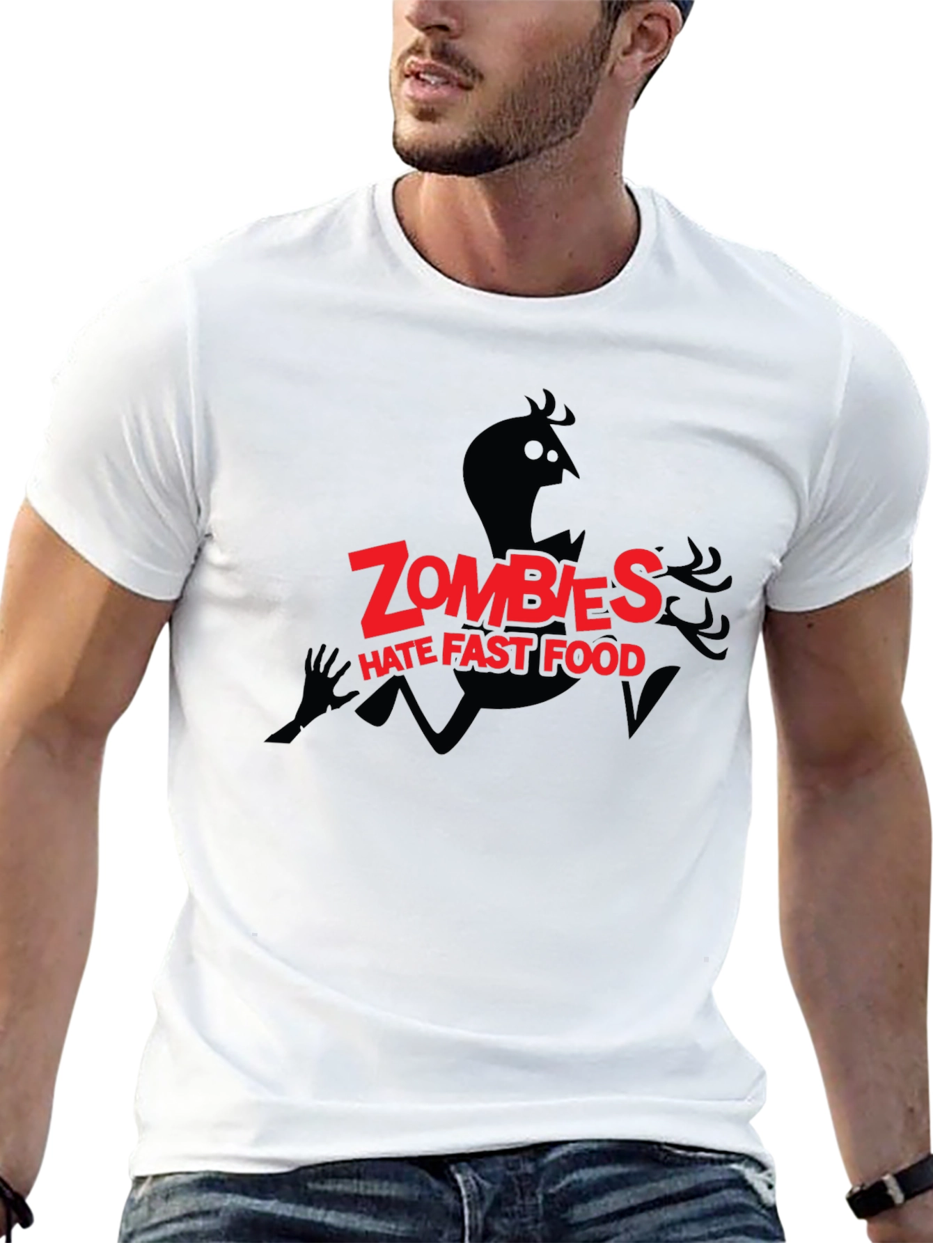 Black Zombies Hate Fast Food Graphic Tee view 13
