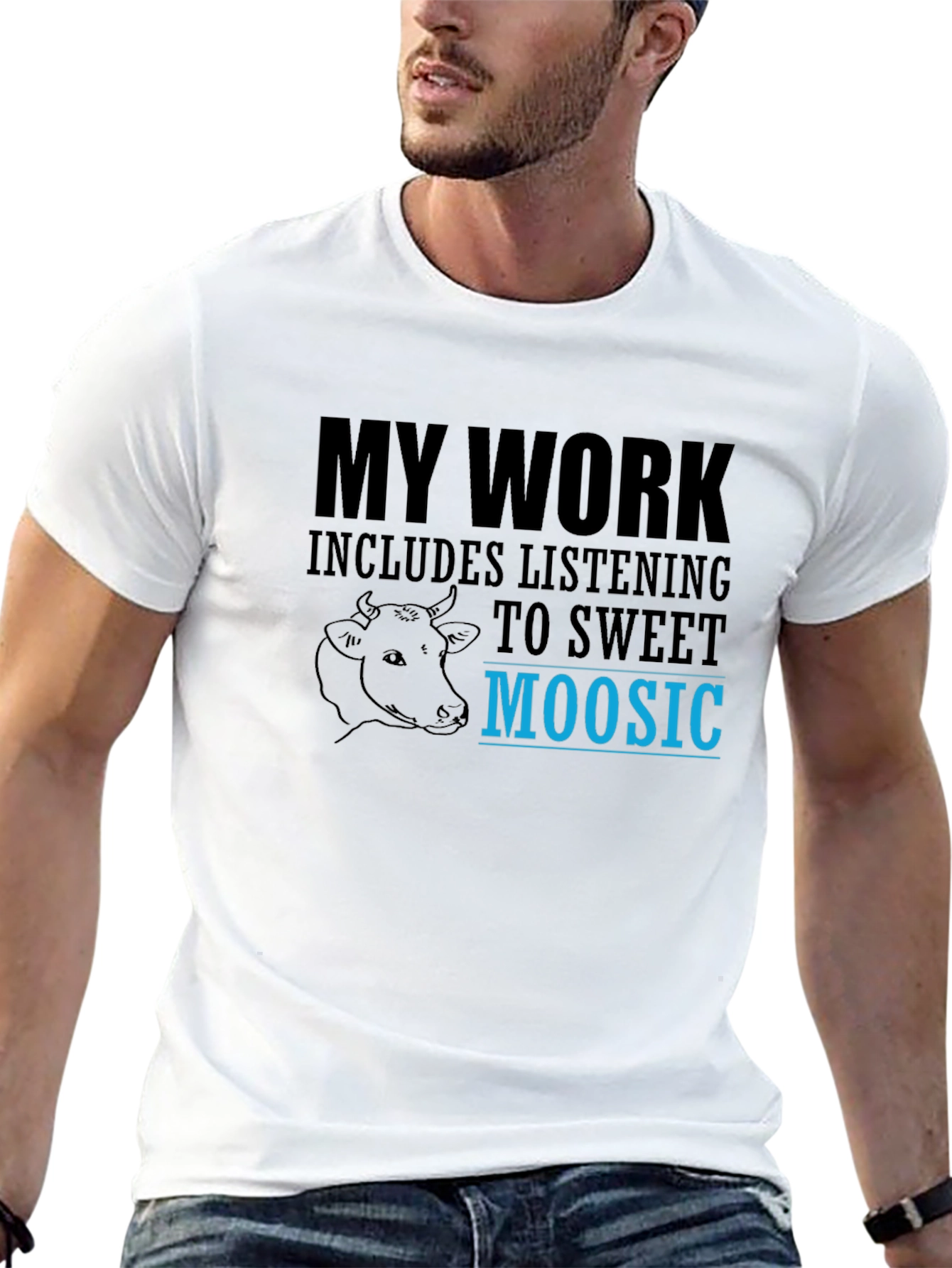 Black Sweet Moosic T-Shirt - Funny Cow Lover Tee view 13