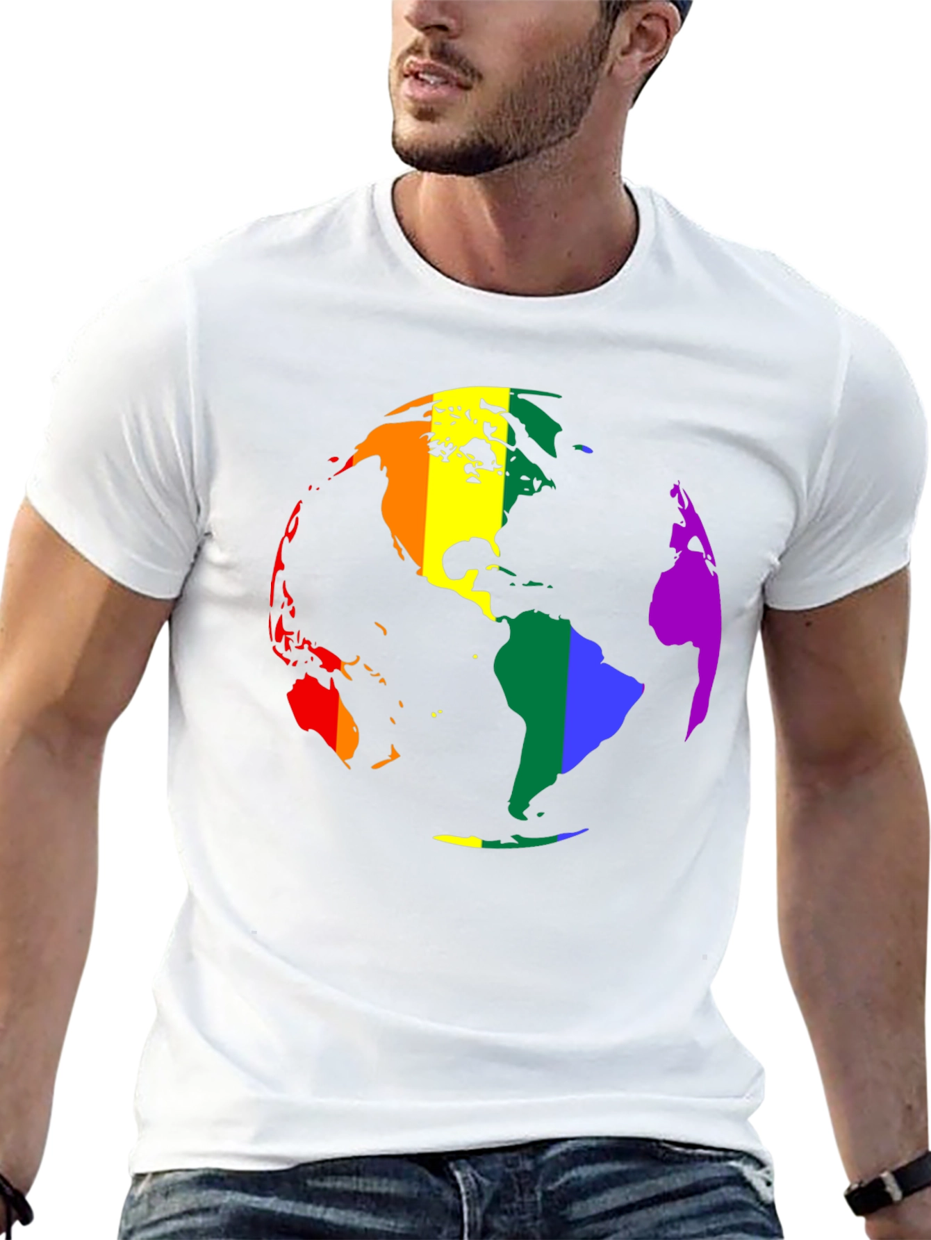Black LGBTQ+ Pride Earth Graphic T-Shirt view 13