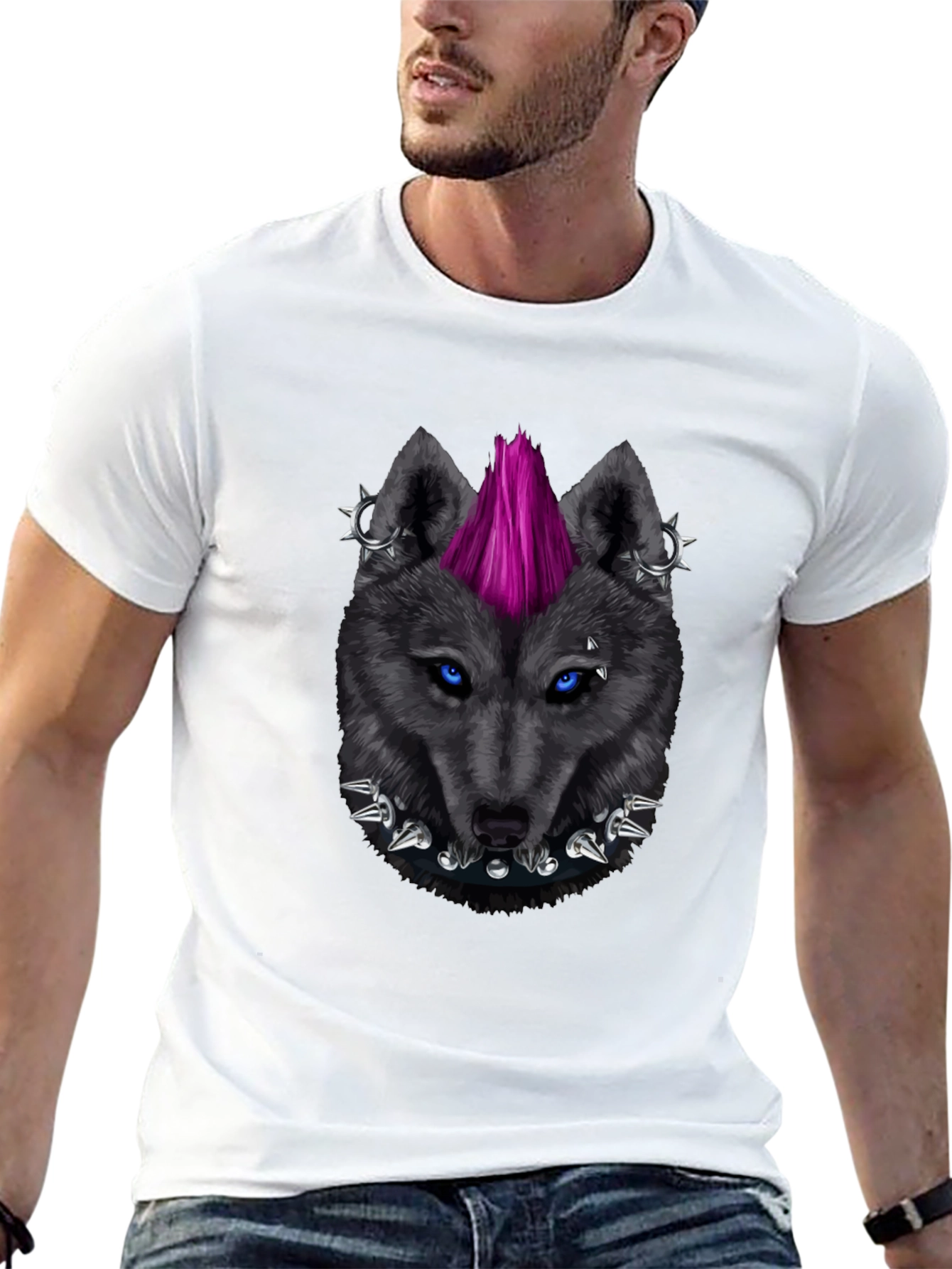 Black Punk Wolf Graphic Tee - Edgy Style view 13
