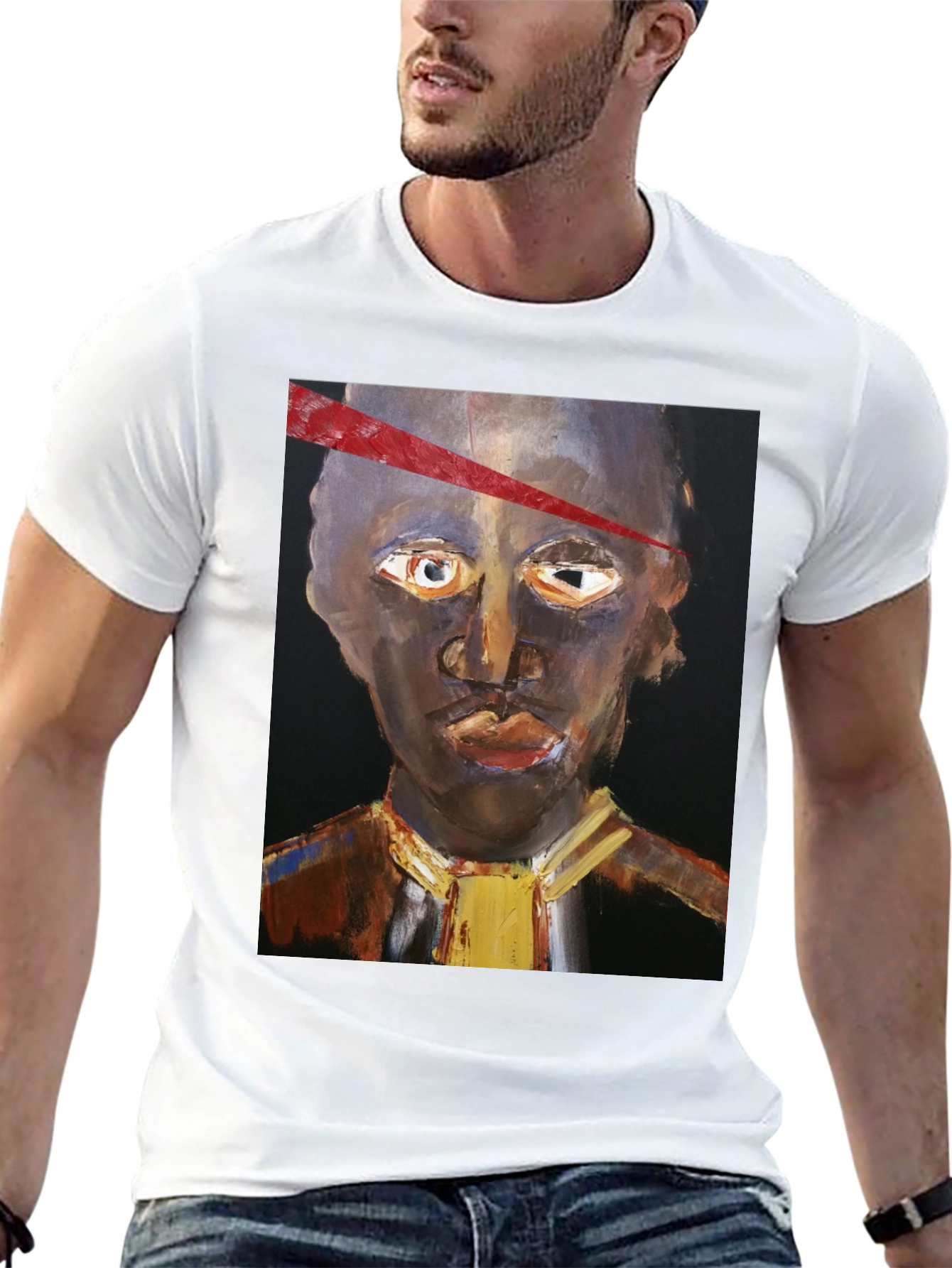 Black Abstract Face Graphic Tee view 13