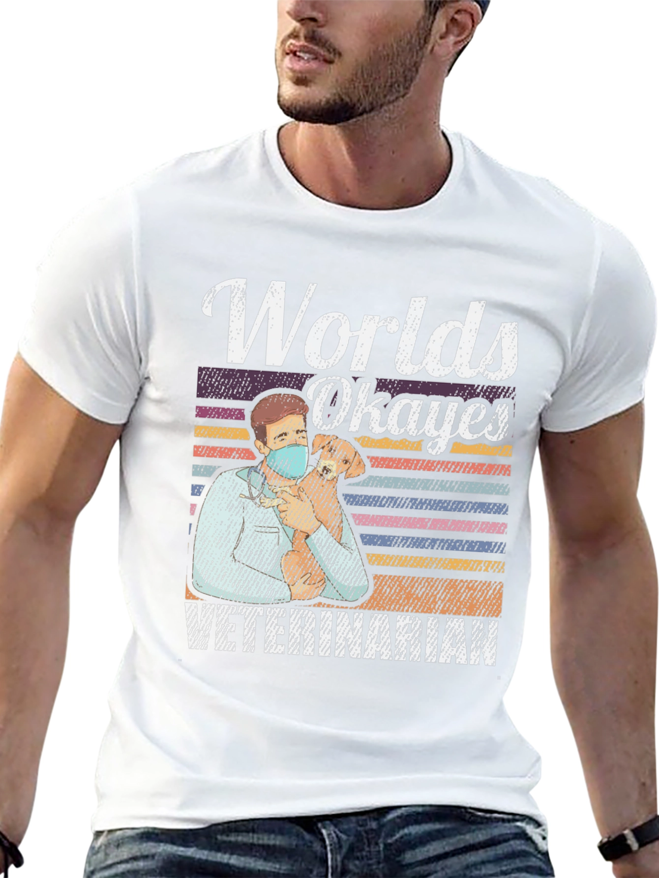 Black Worlds Okayest Veterinarian Tee - Funny Vet Gift view 13