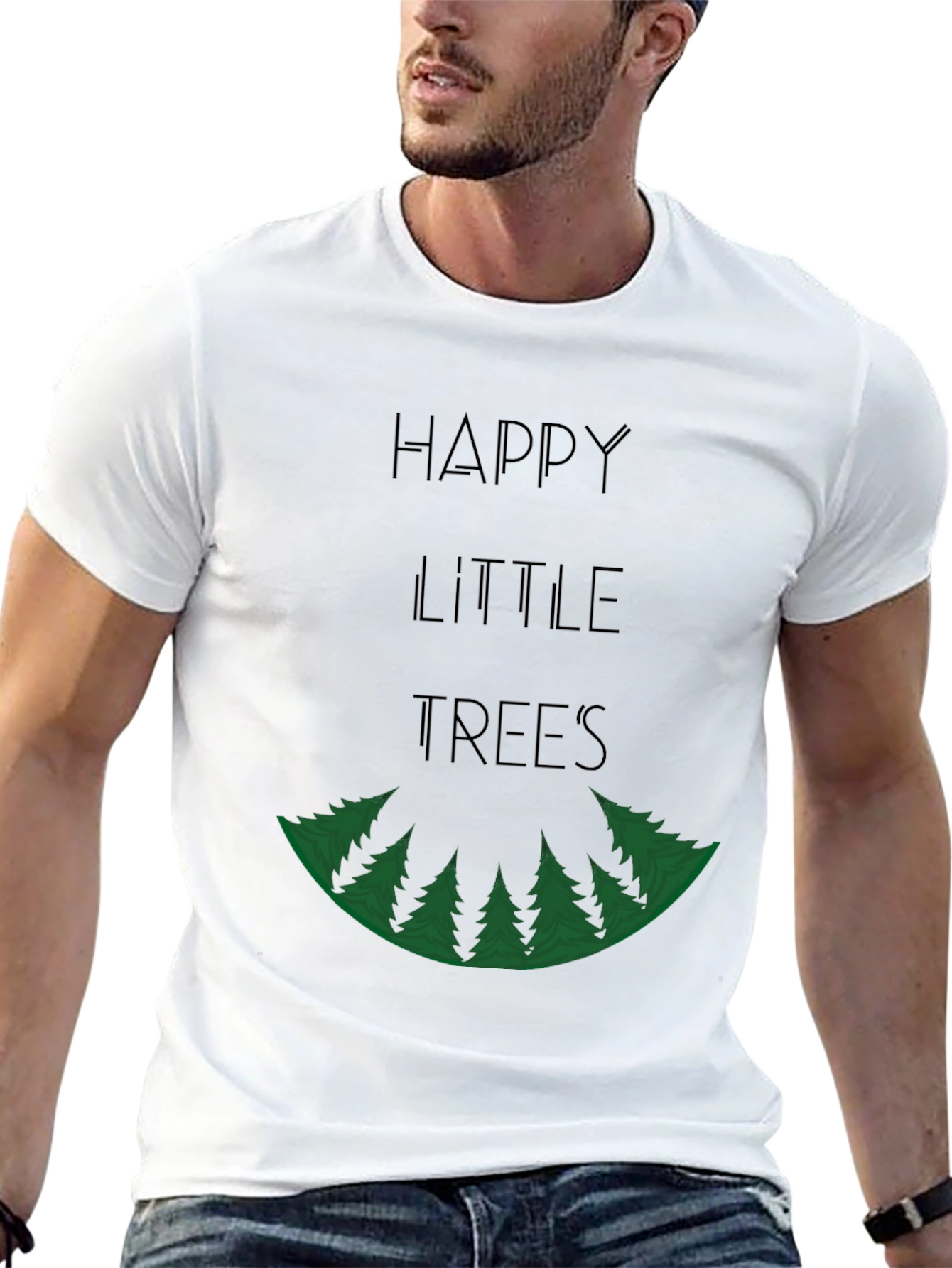 Black Happy Little Trees Graphic T-Shirt - Unisex view 13