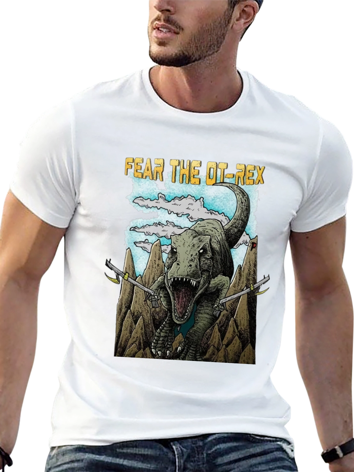 Black Fear The OT-Rex Dinosaur Graphic T-Shirt view 13