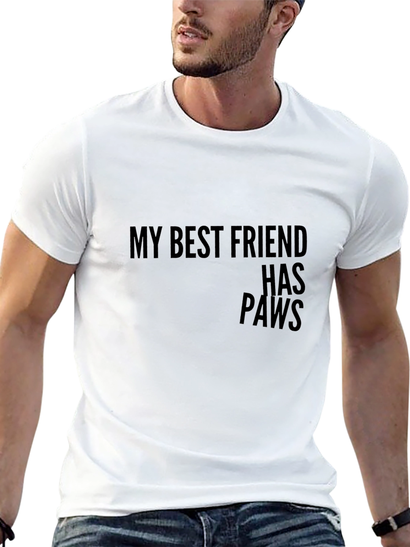 Black My Best Friend Has Paws T-Shirt - Unisex view 13