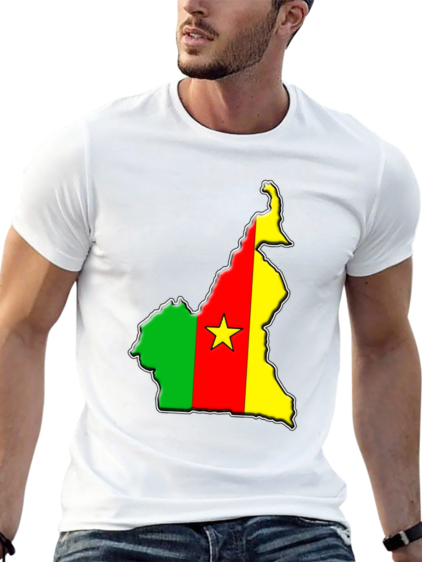 Black Cameroon Flag Map T-Shirt view 13