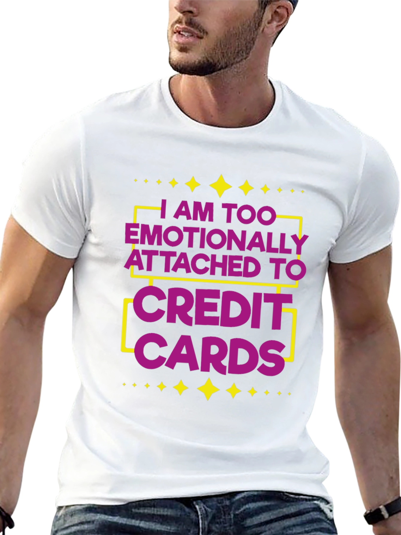 Black Emotionally Attached to Credit Cards Funny T-Shirt view 13