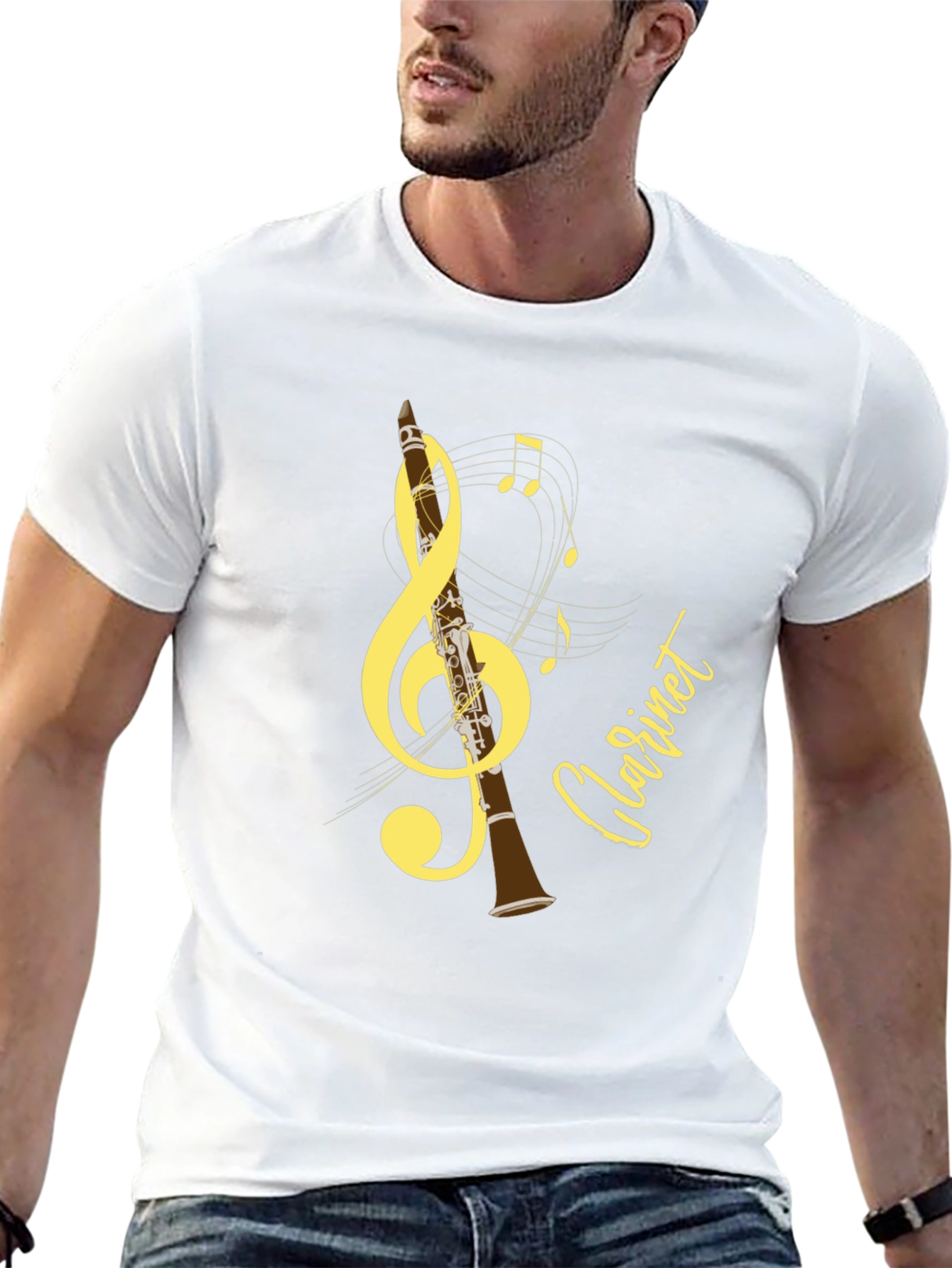 Black Musical Clarinet T-Shirt - Black view 13