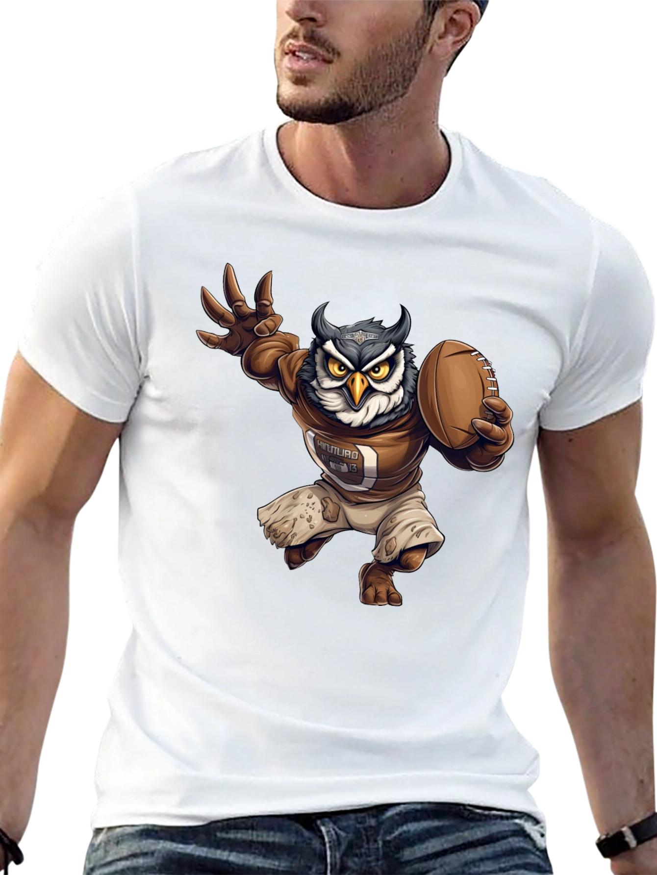 Black Football Owl Graphic T-Shirt view 13