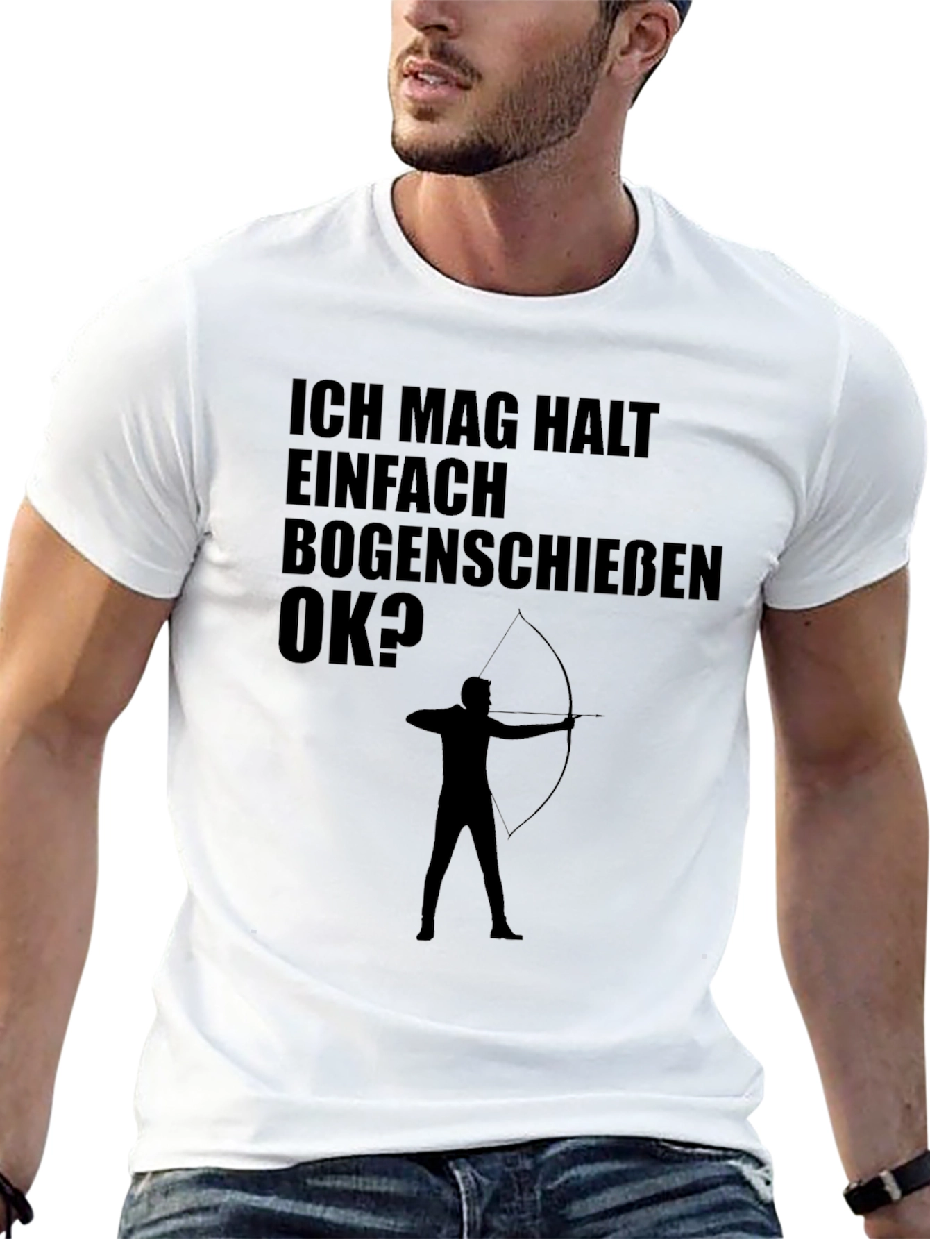 Black Archery T-Shirt: Ich Mag Bogenschiessen OK? - Black Tee view 13
