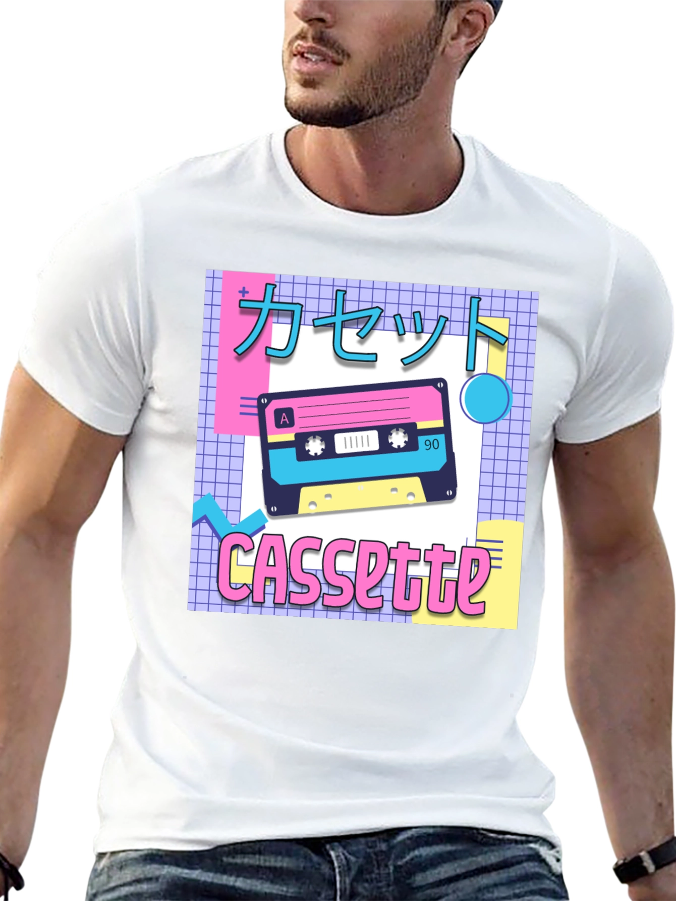 Black Retro Cassette Tape T-Shirt - 90s Aesthetic view 13