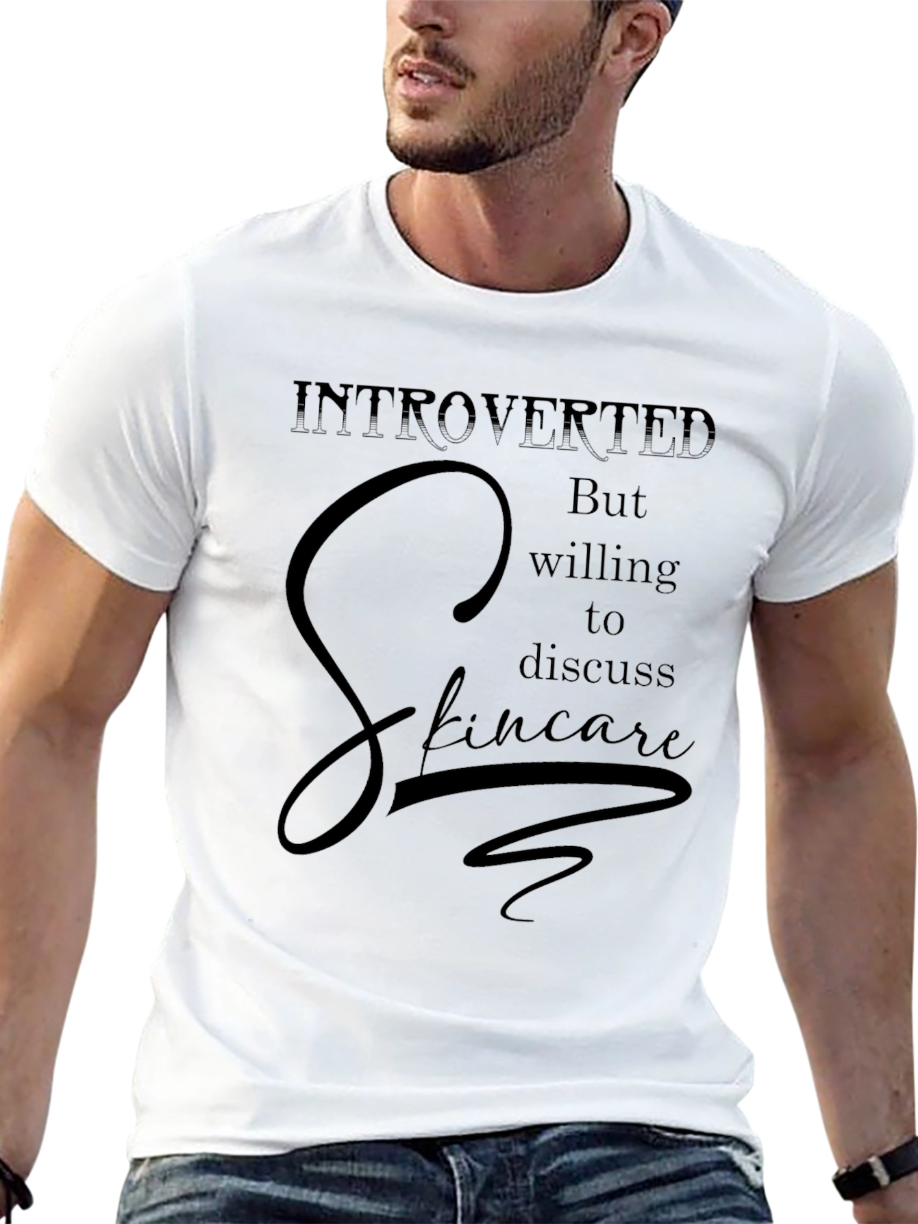 Black Introverted Skincare Enthusiast T-Shirt view 13