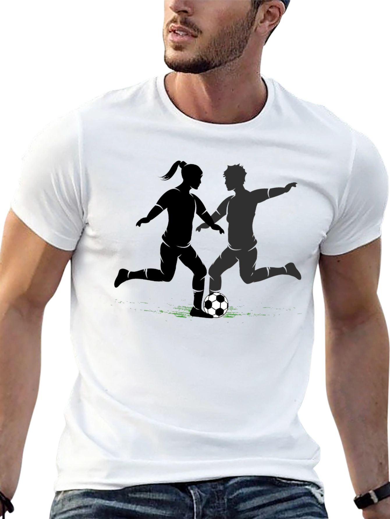 Black Soccer Player Graphic Tee - Unisex Black T-Shirt view 13