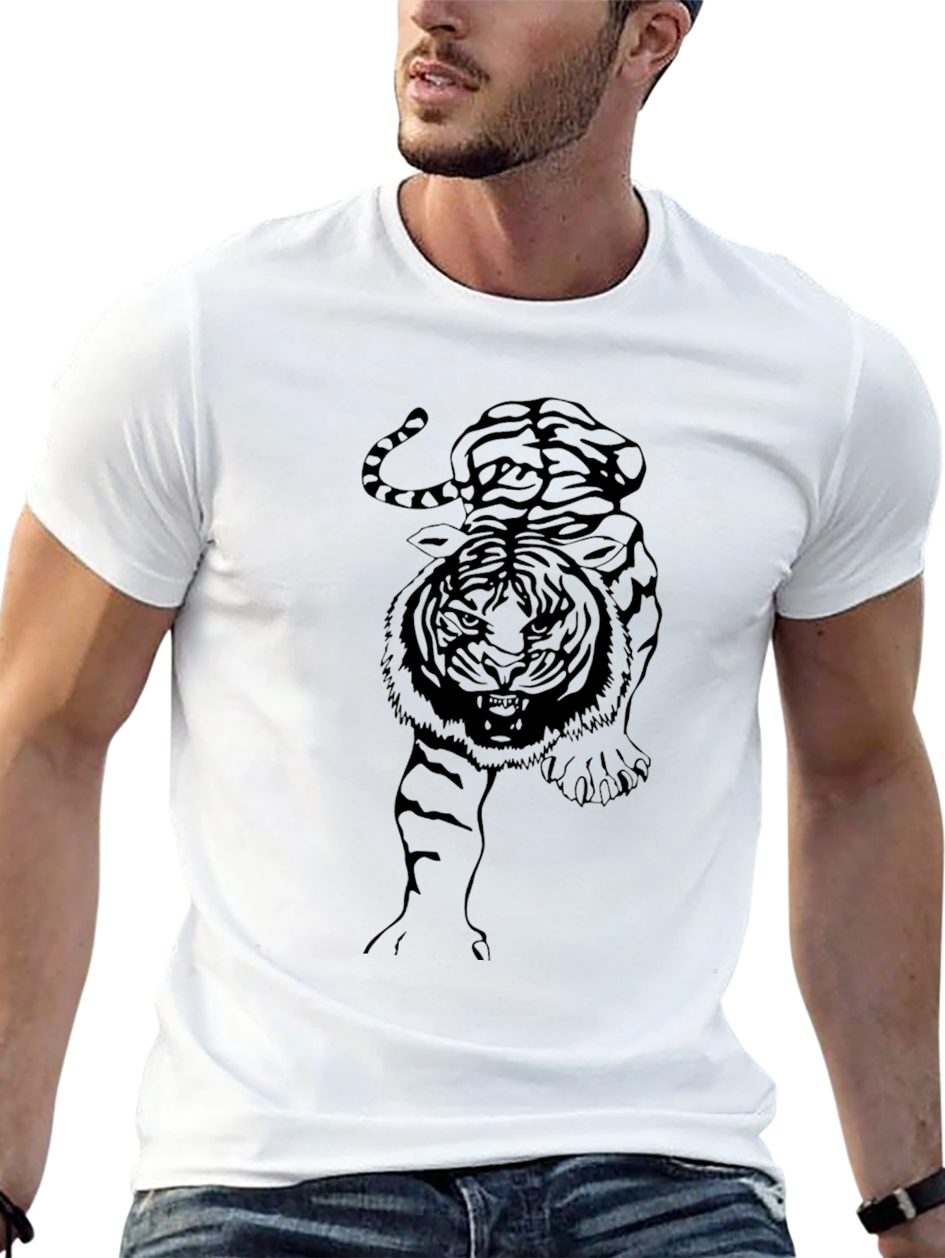 Black Black Tiger Graphic Tee - Men's Stylish Casual Shirt view 13