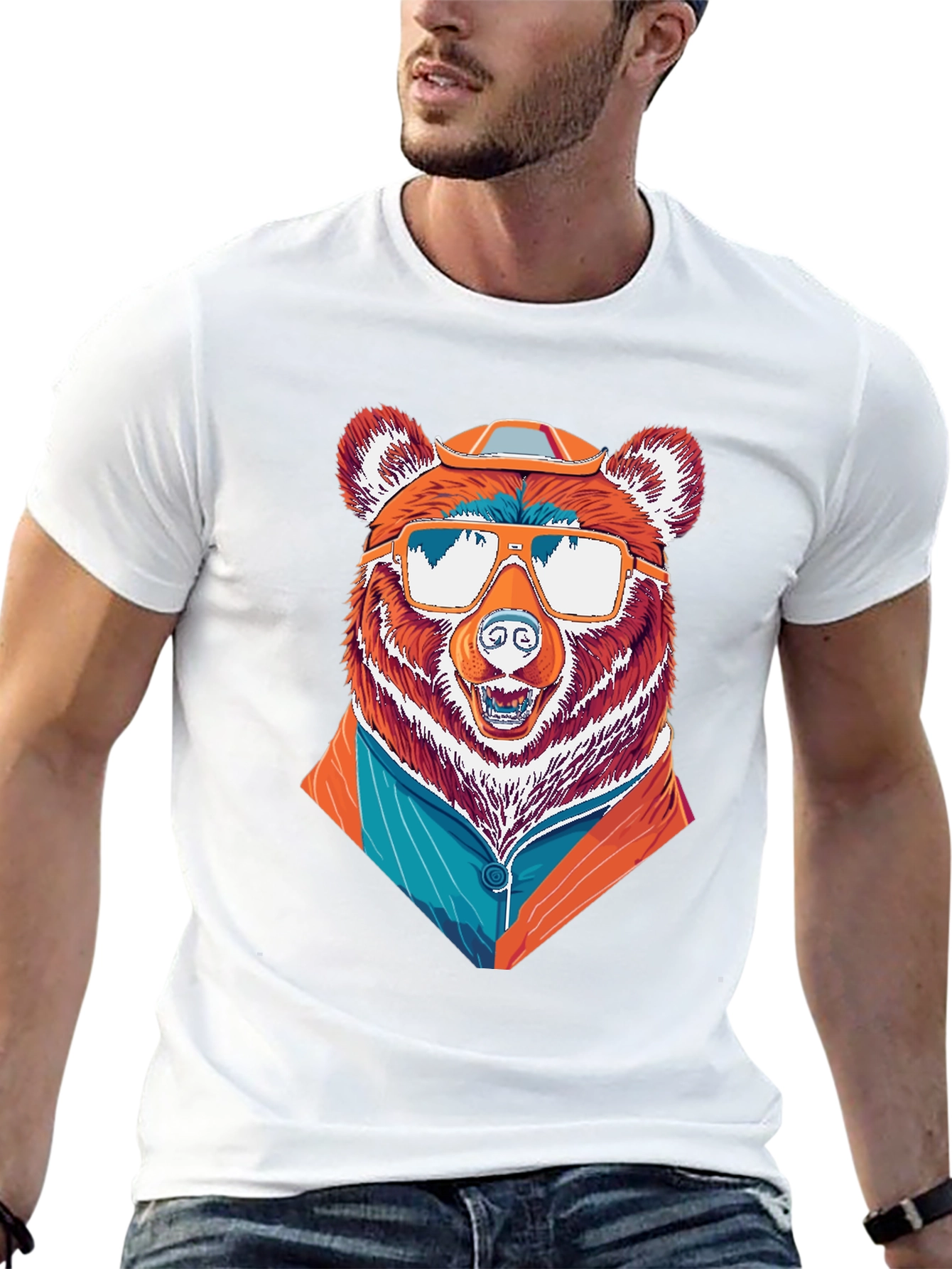 Black Cool Bear T-Shirt - Unique Graphic Tee view 13