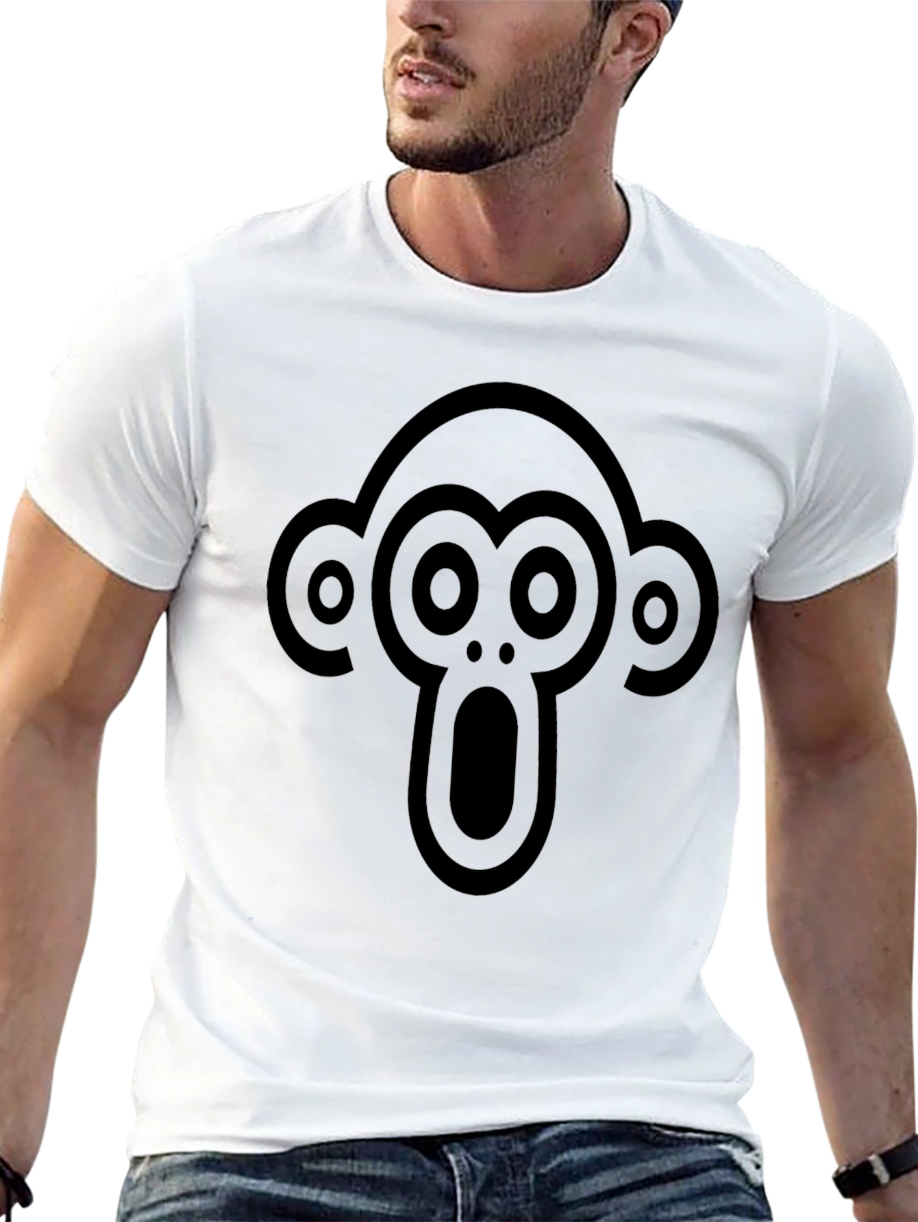 Black Black T-Shirt with Monkey Face Graphic view 13