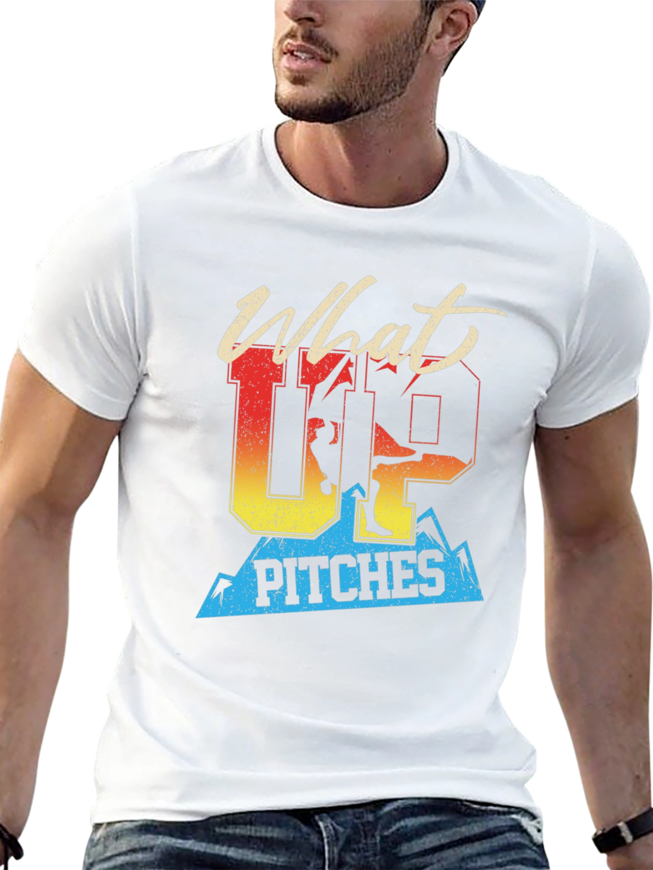 Black What Up Pitches T-Shirt | Skiing Graphic Tee view 13