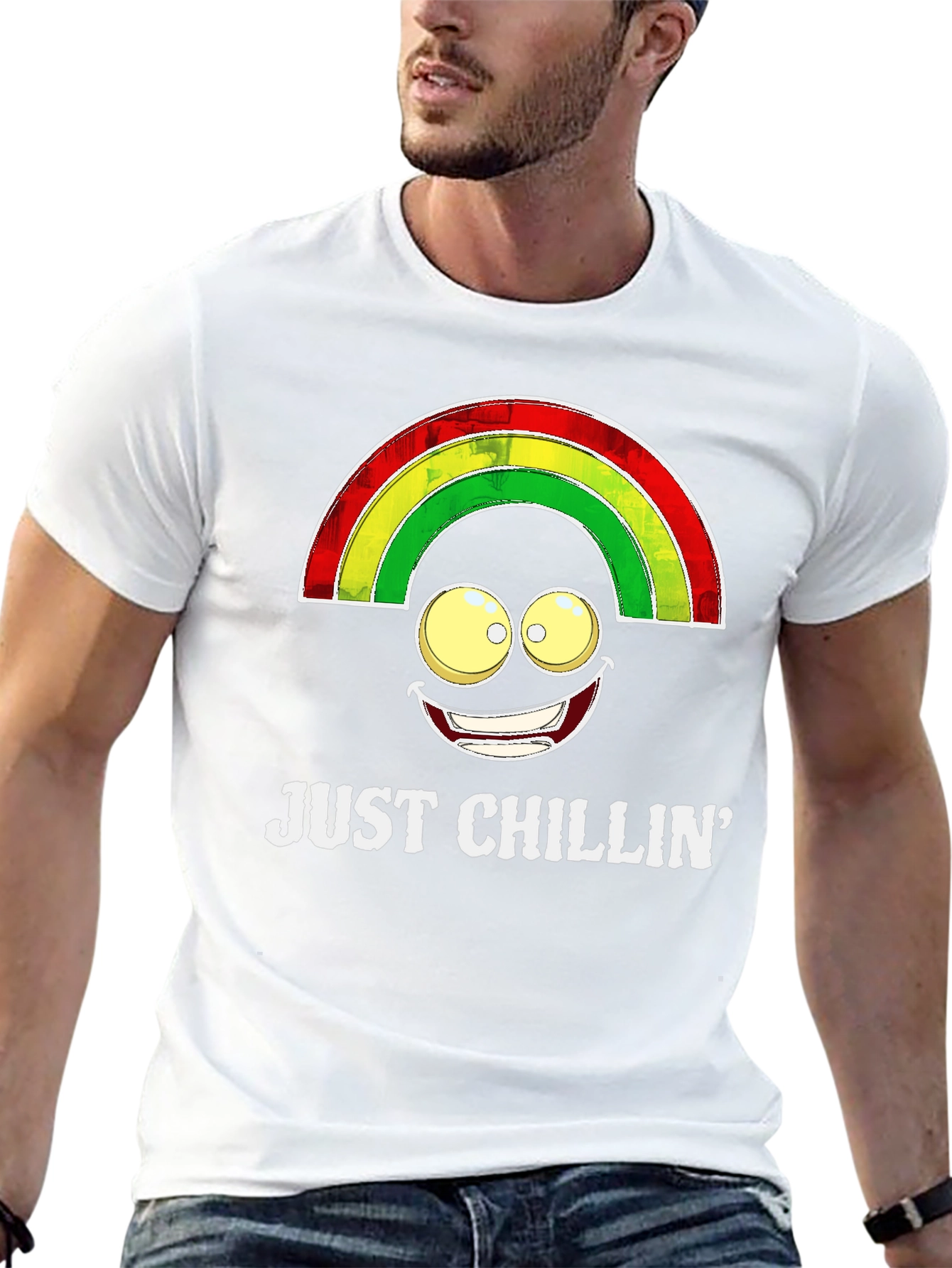Black Just Chillin' Rainbow Smile T-Shirt view 13