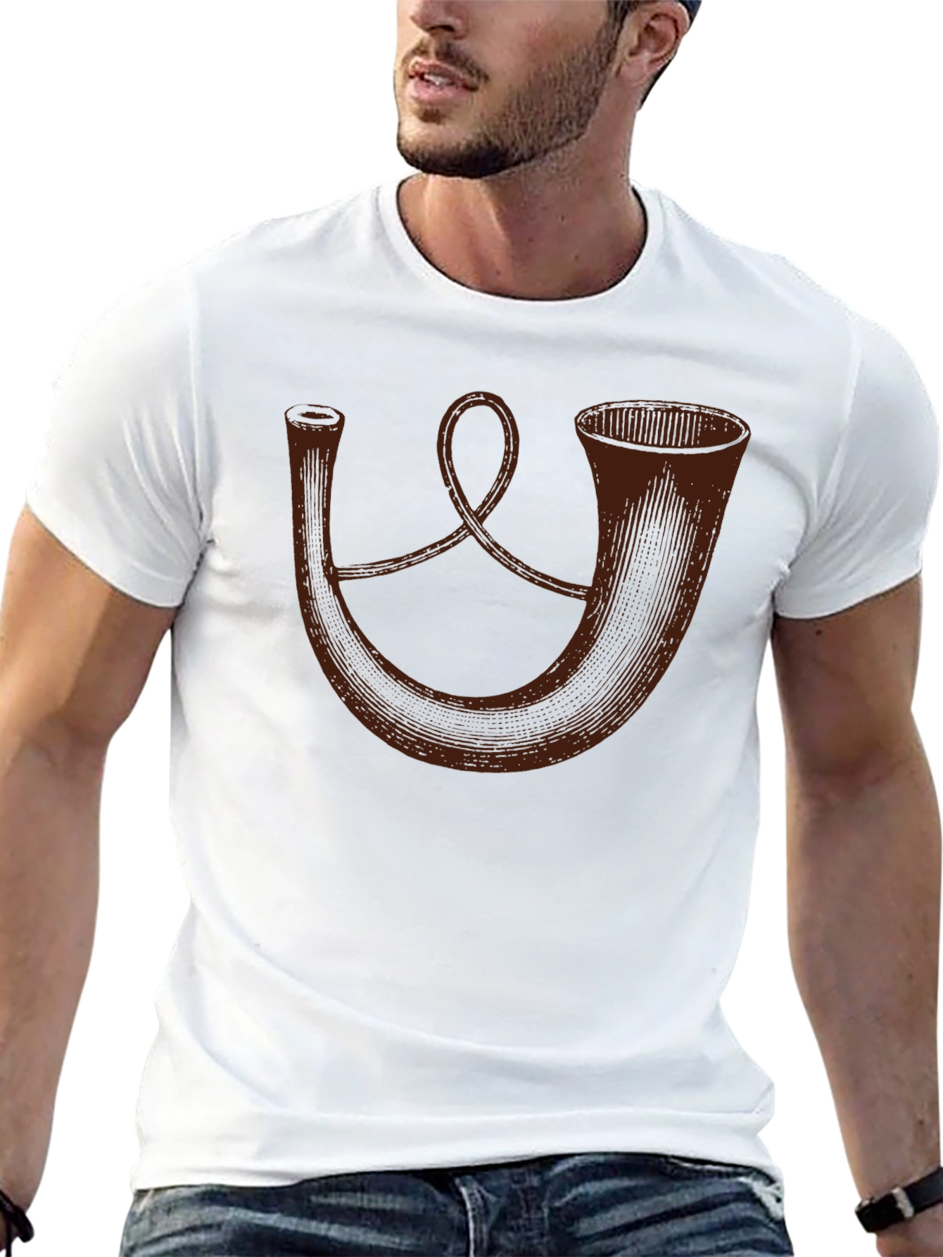 Black Vintage Horn T-Shirt - Unique Design view 13