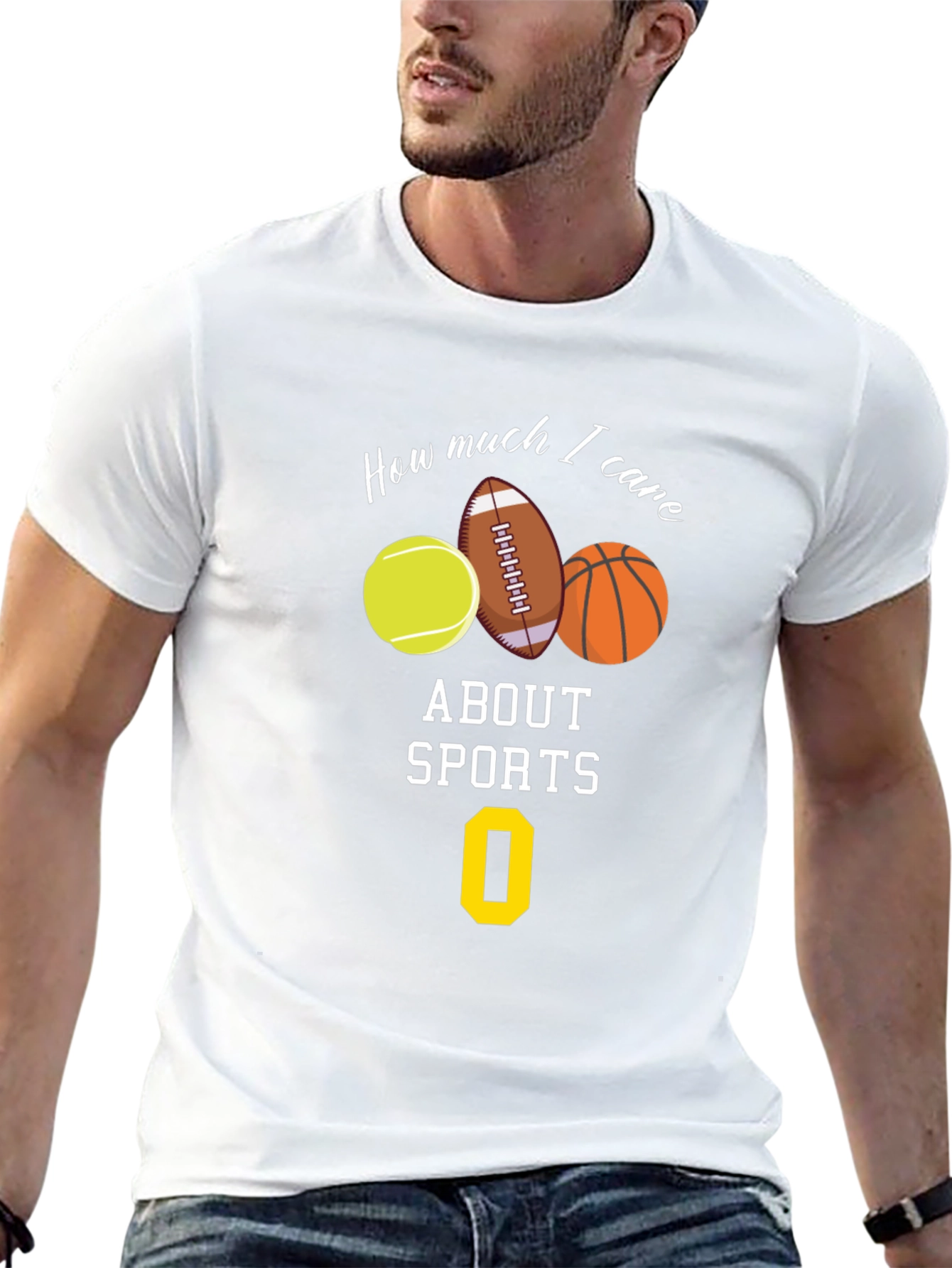 Black Humorous 'How Much I Care About Sports' Graphic Tee view 13