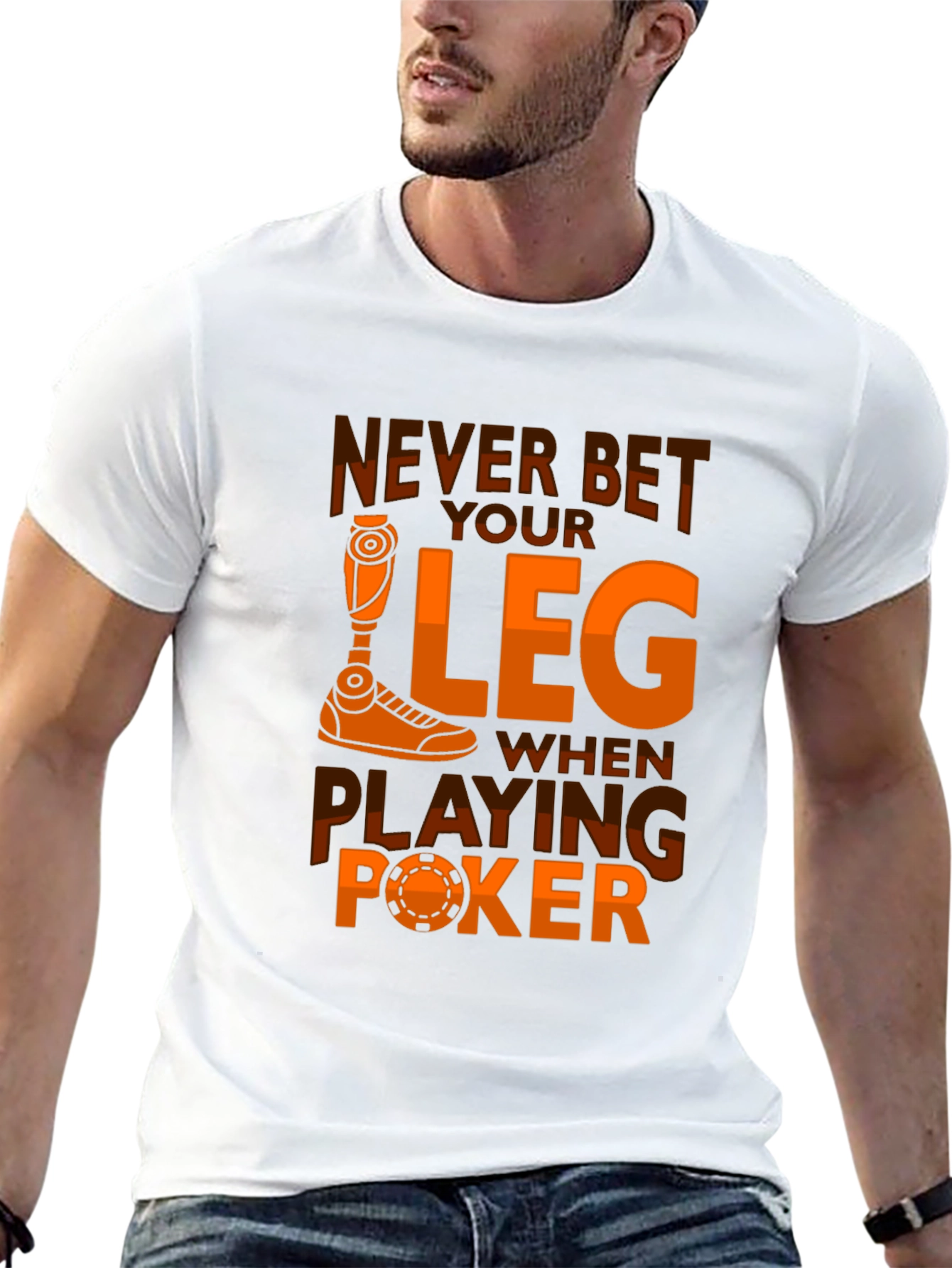 Black Never Bet Your Leg Poker Graphic Tee view 13