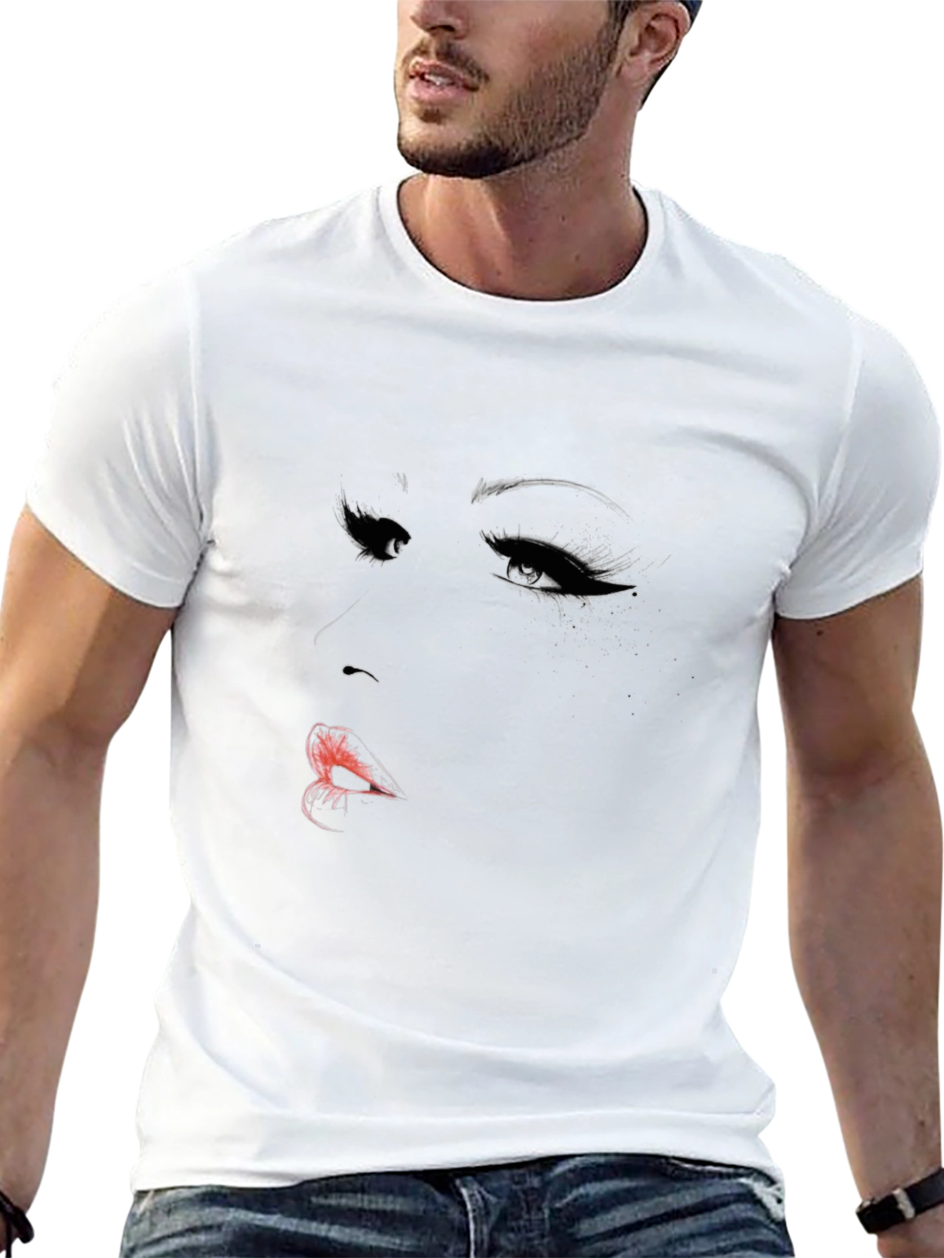 Black Woman's Face Graphic Black T-Shirt view 13