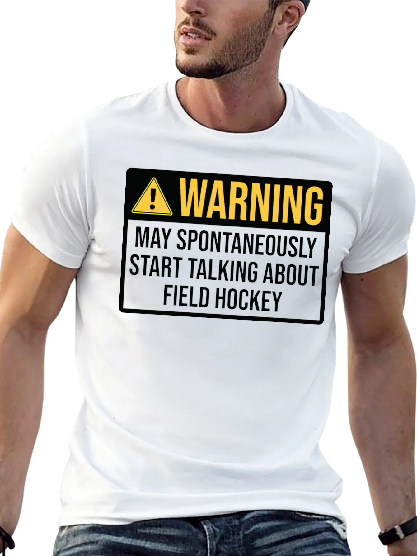Black Field Hockey Warning Graphic T-Shirt view 13