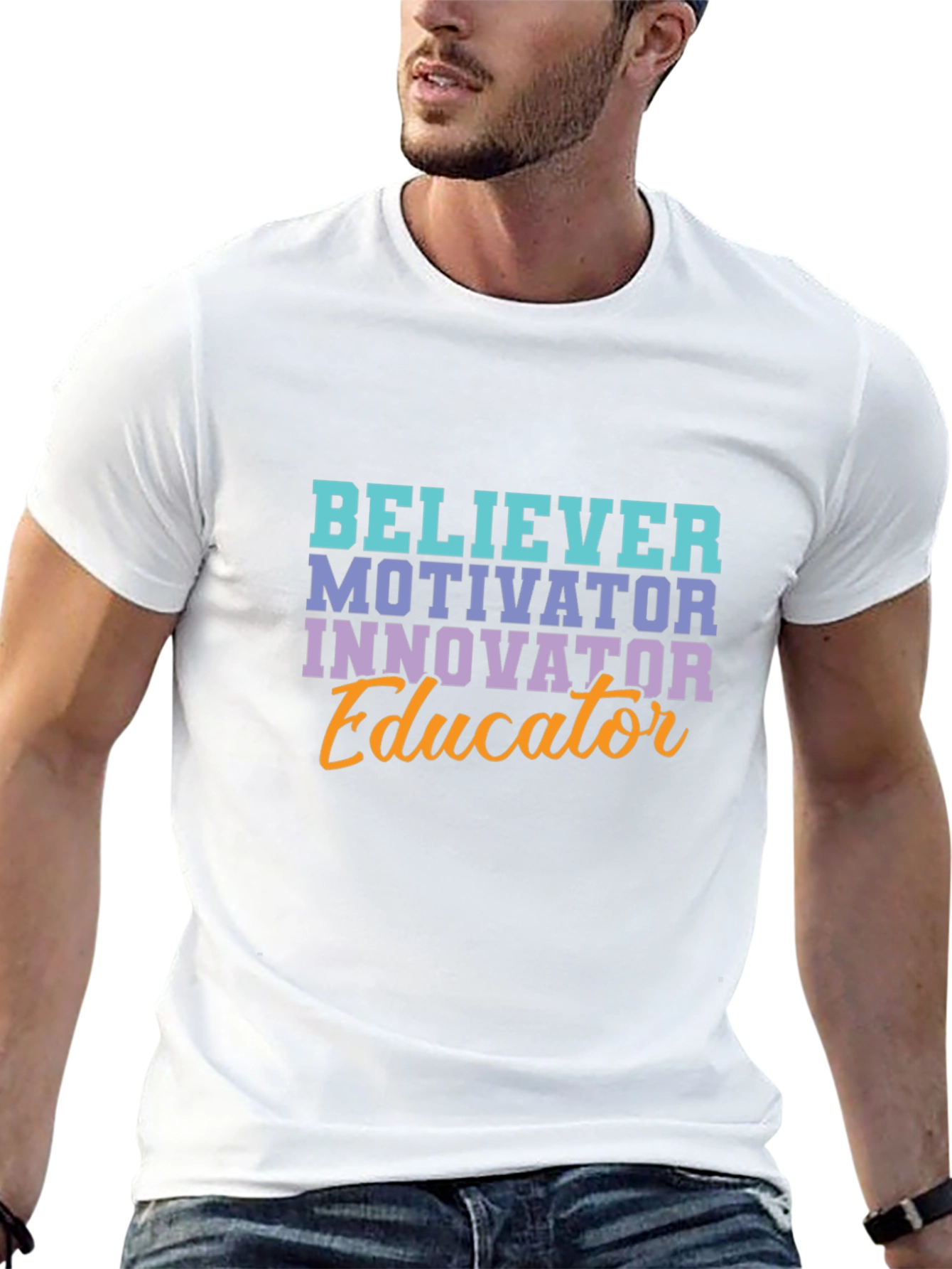 Black Believer Motivator Educator T-Shirt view 13