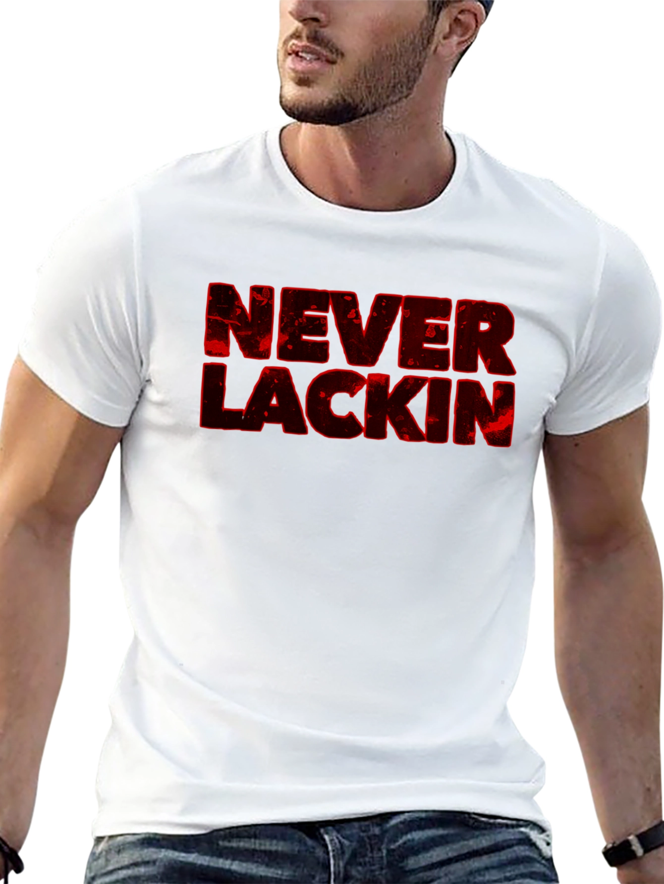Black Never Lackin' Graphic Print Black T-Shirt view 13