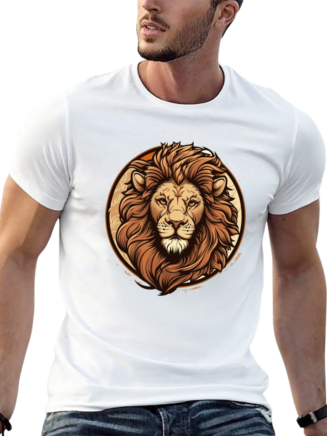 Black Lion Graphic Tee - Bold Animal Print Black T-Shirt view 13
