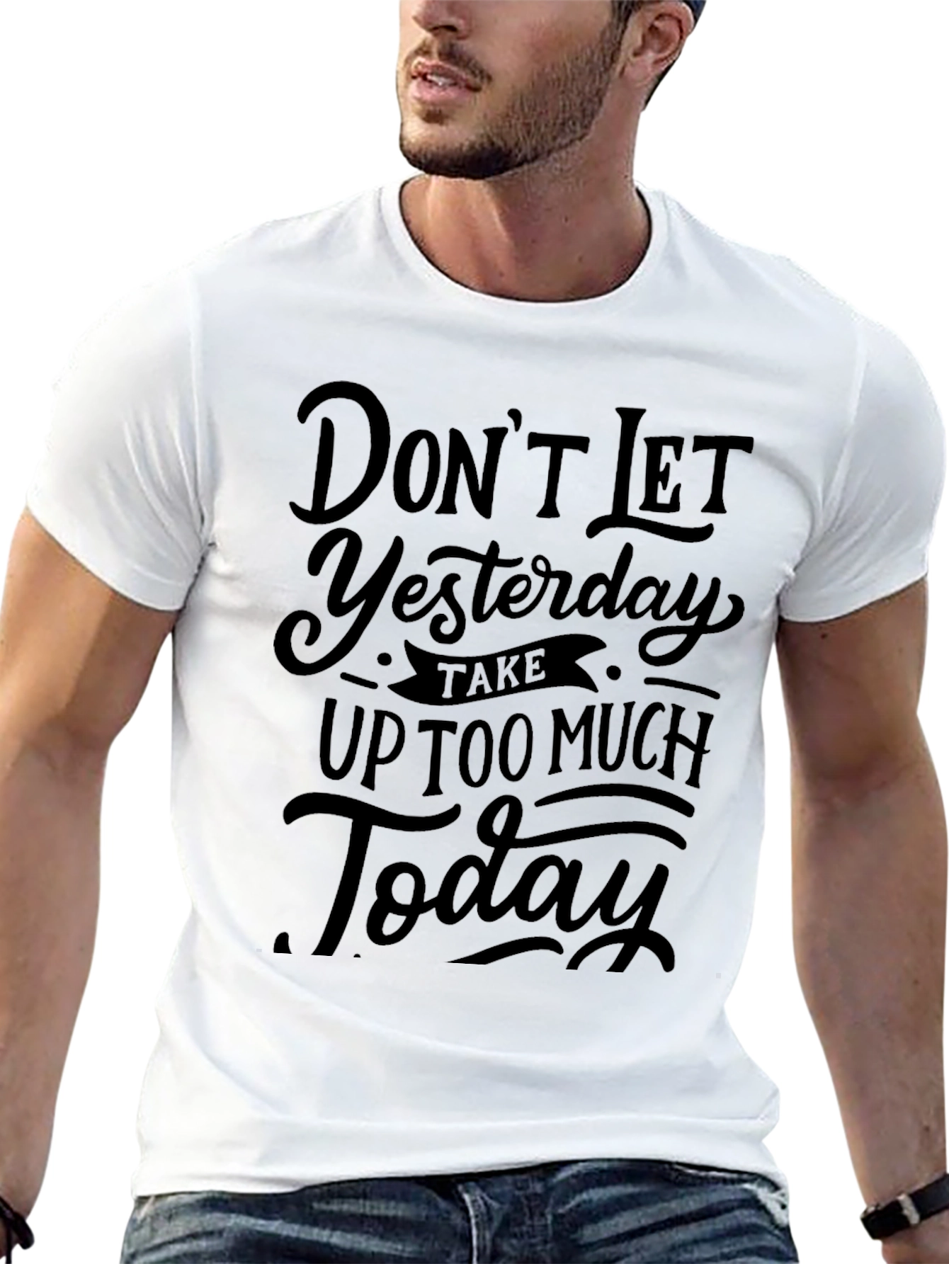 Black Inspirational Graphic Tee - Don't Let Yesterday Black T-Shirt view 13