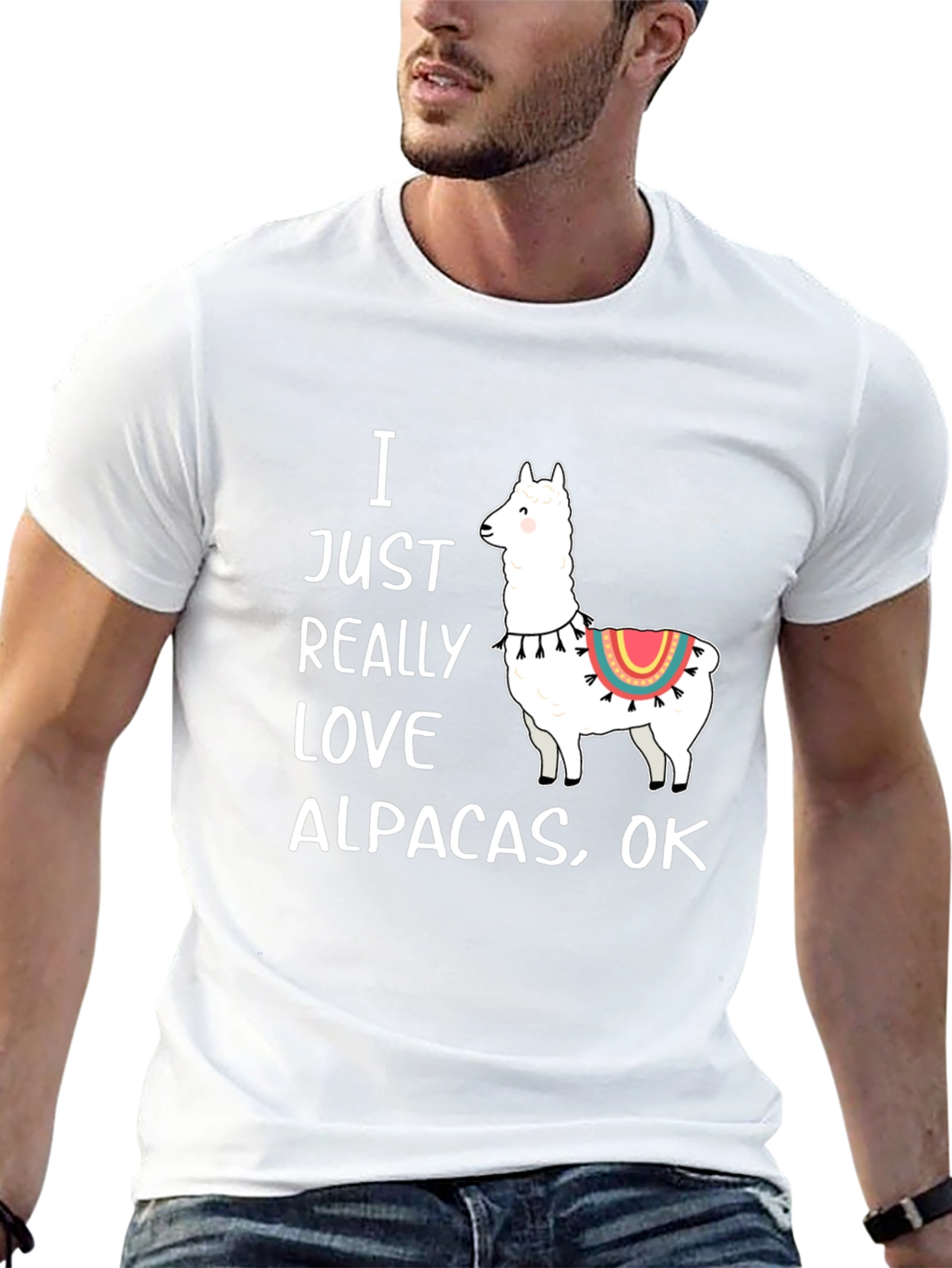 Black I Love Alpacas Graphic T-Shirt -  Funny Alpaca Tee view 13
