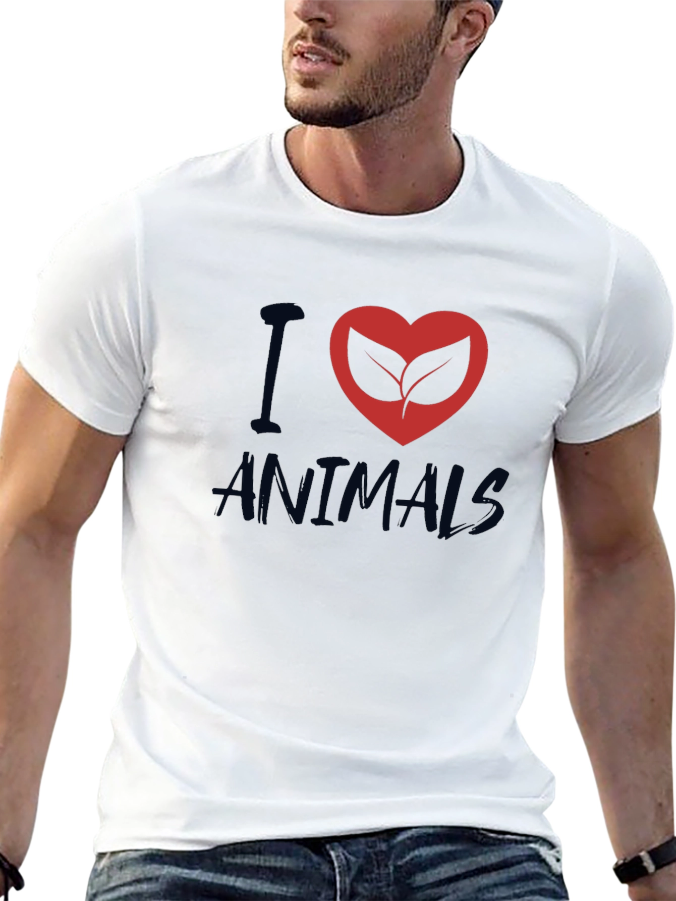 Black I Heart Animals Graphic T-Shirt - Vegan Friendly view 13