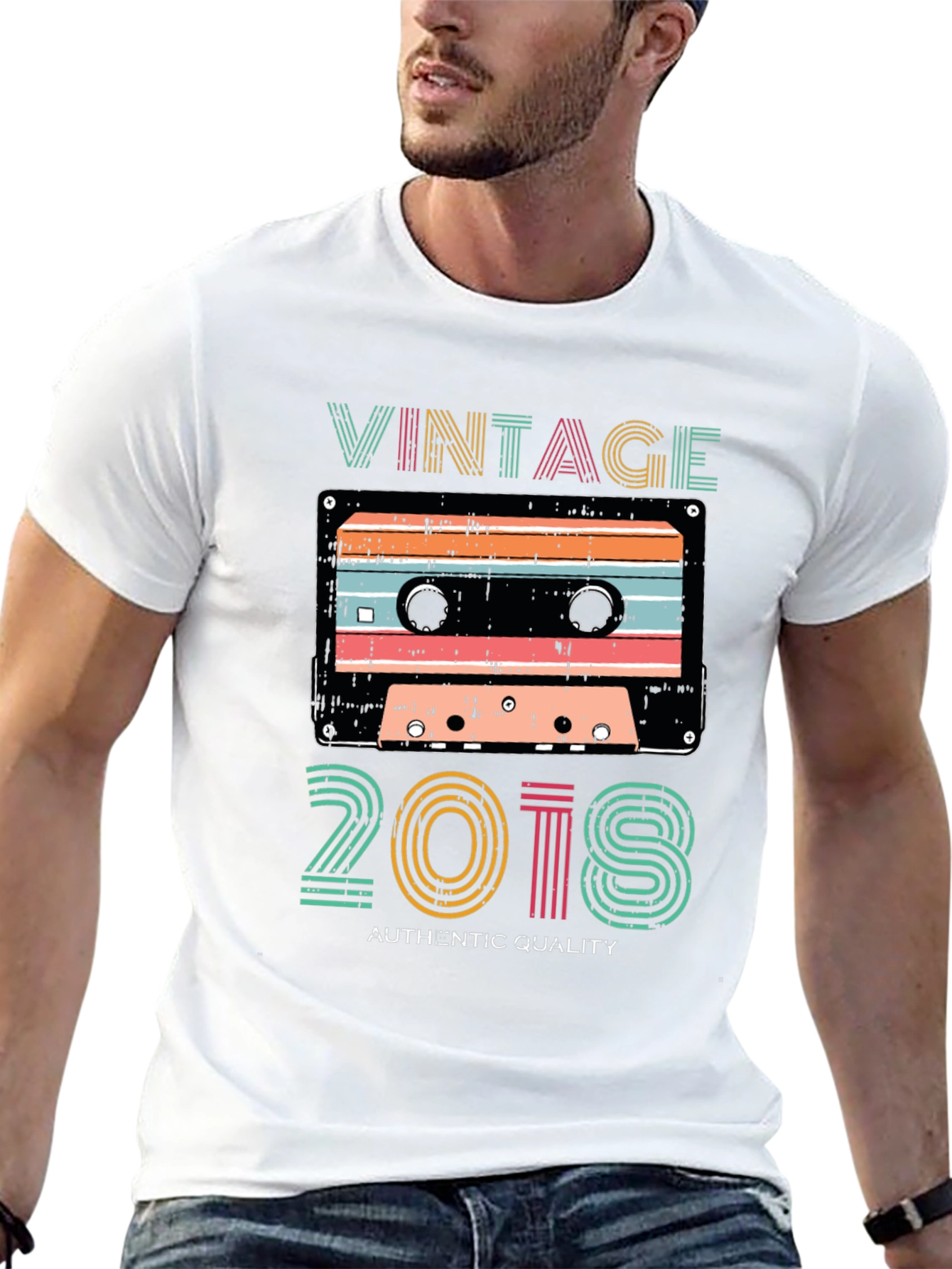 Black Vintage 2018 Cassette Tape Graphic T-Shirt view 13