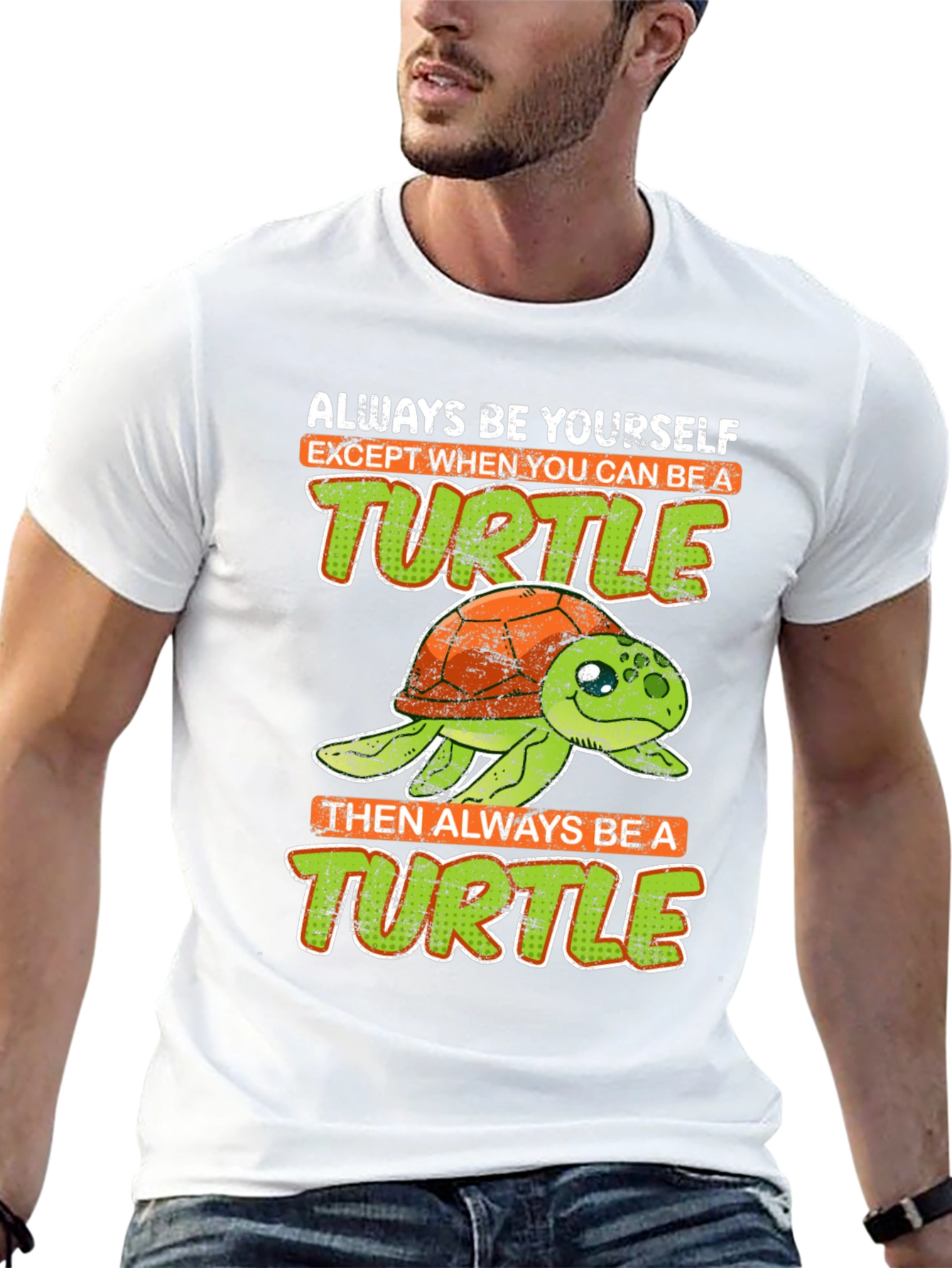Black Funny Turtle Graphic Tee - Always Be Yourself T-Shirt view 13