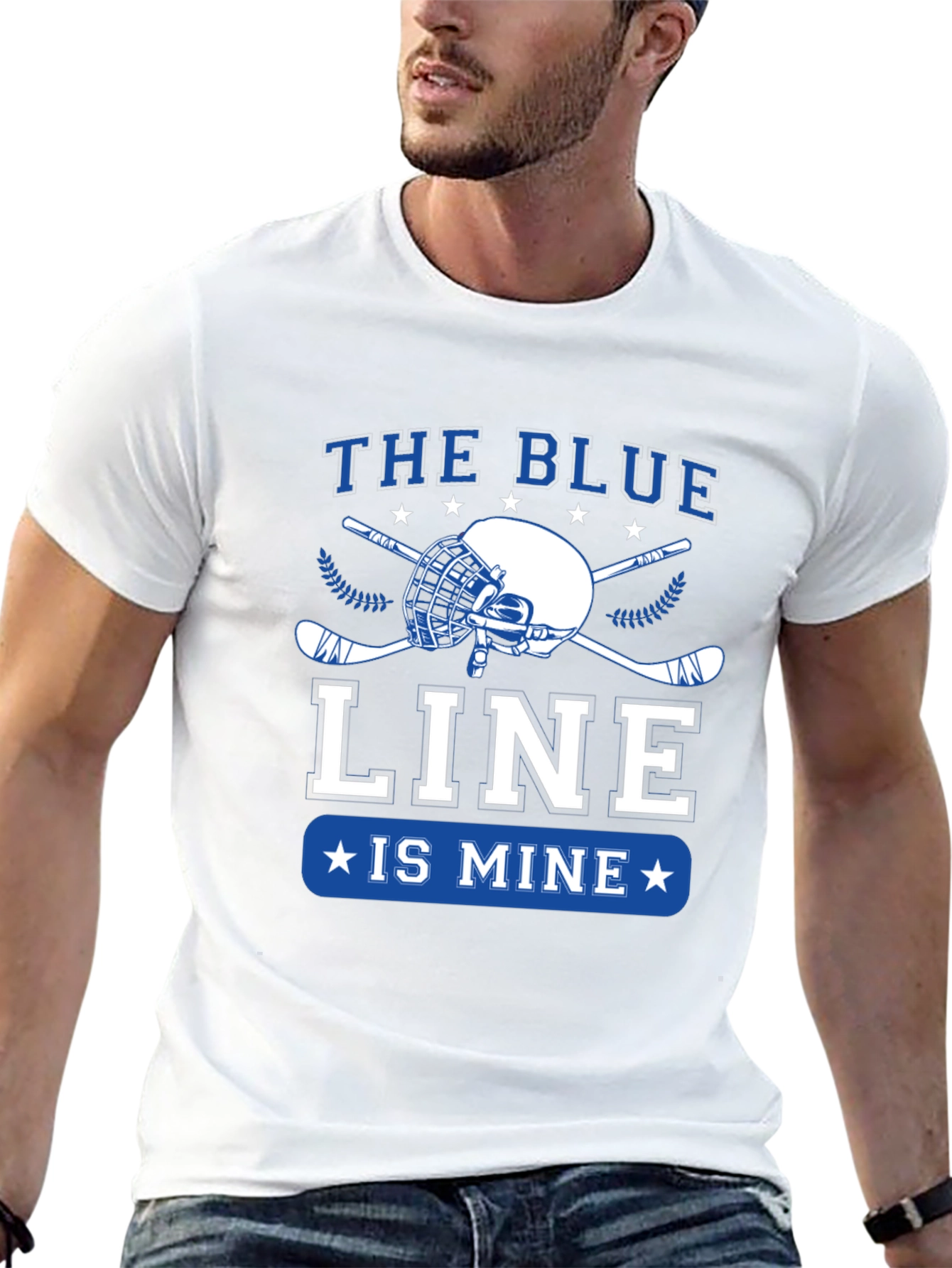 Black The Blue Line is Mine Hockey T-Shirt view 13