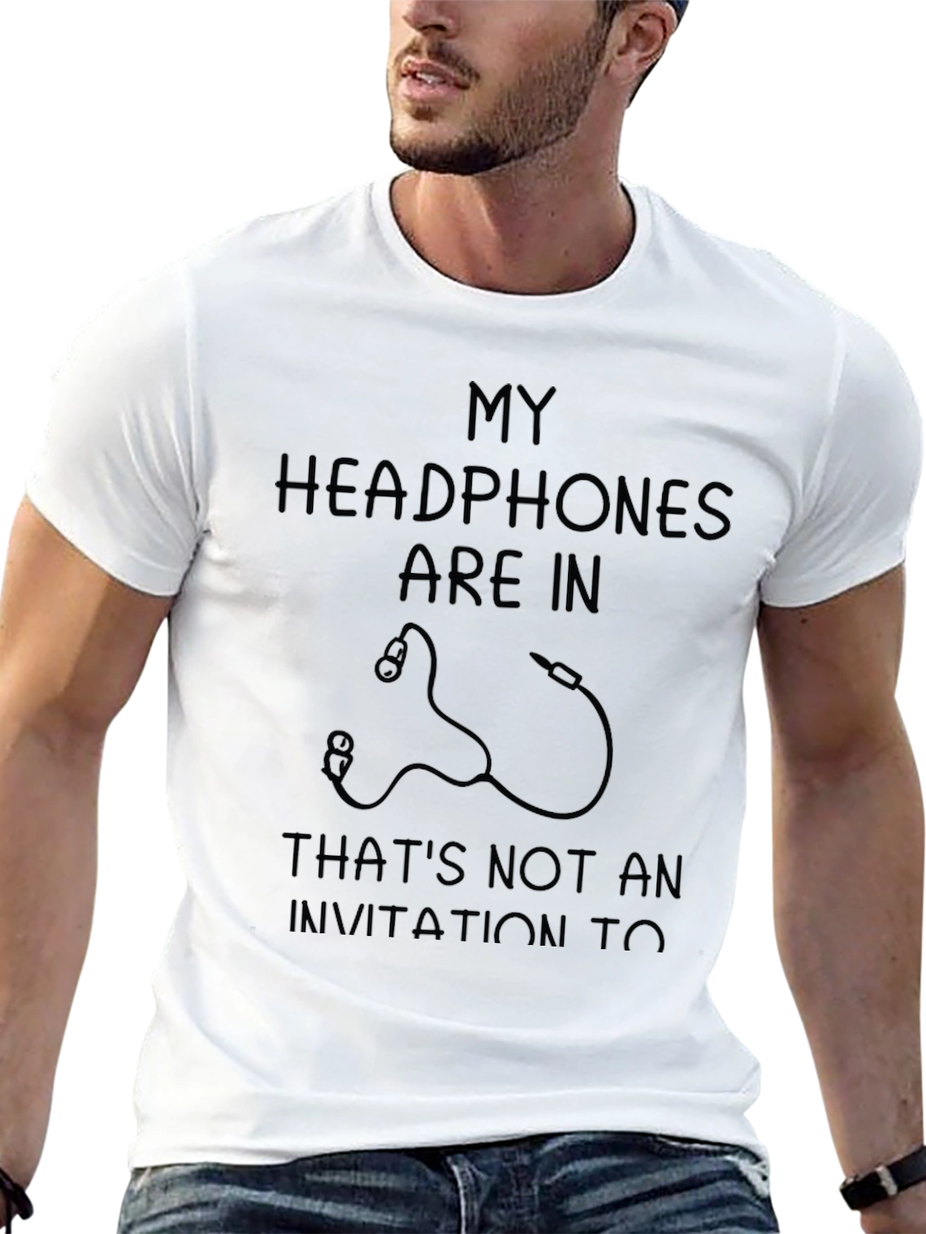 Black Headphones In - Sarcastic Graphic Tee view 13