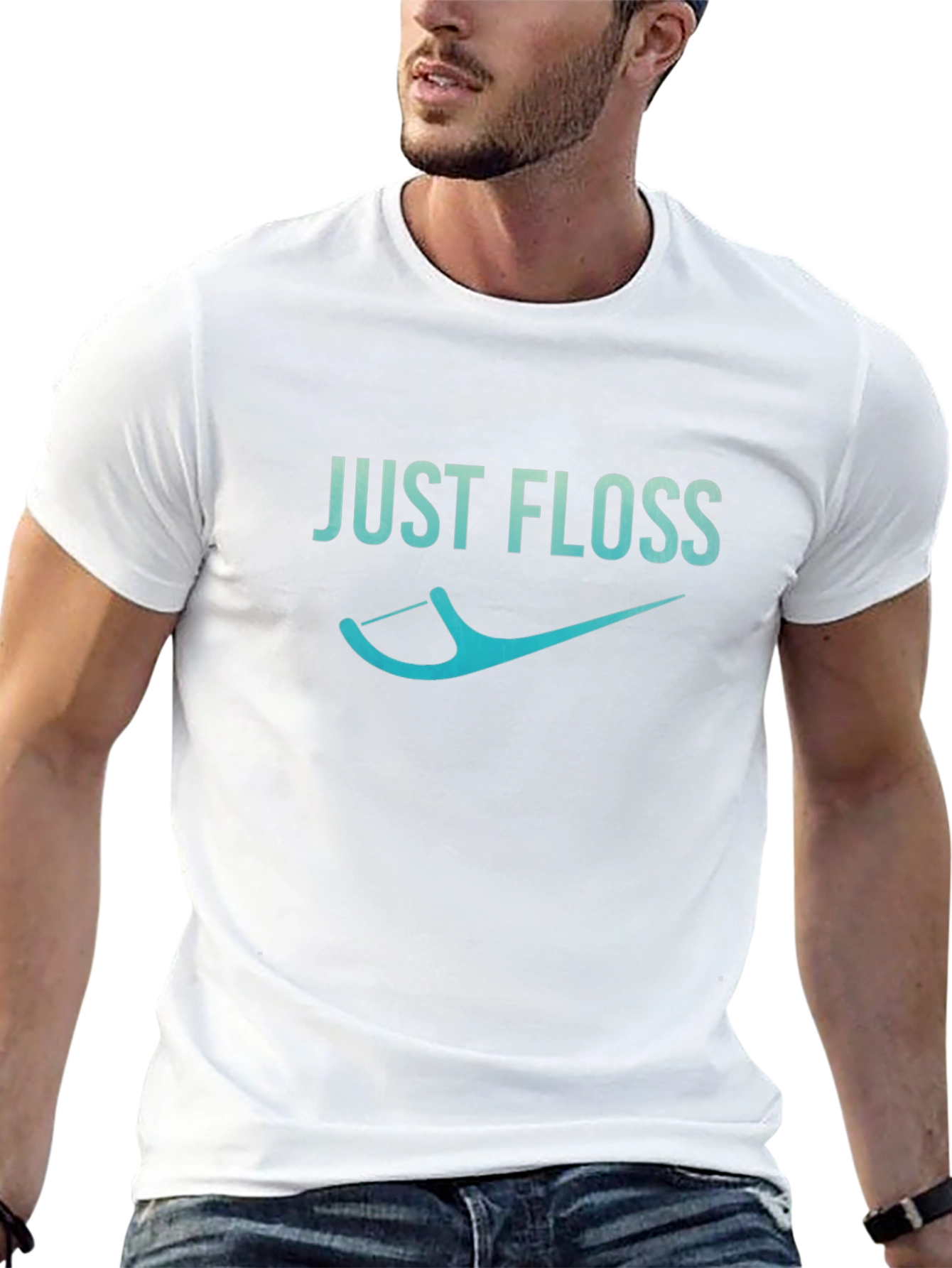 Black Just Floss Graphic Tee - Dental Hygiene Shirt view 13