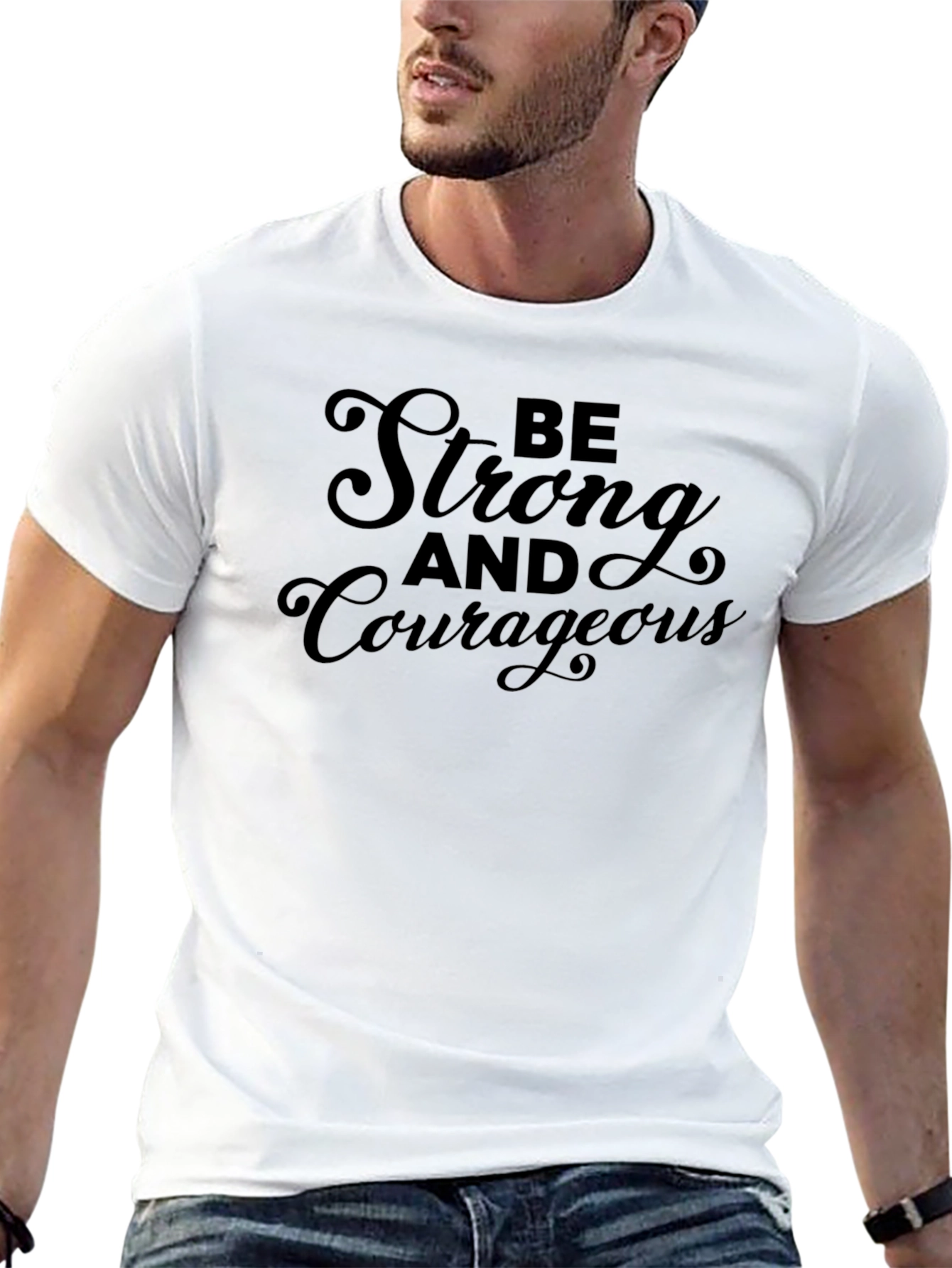 Black Be Strong and Courageous Tee view 13