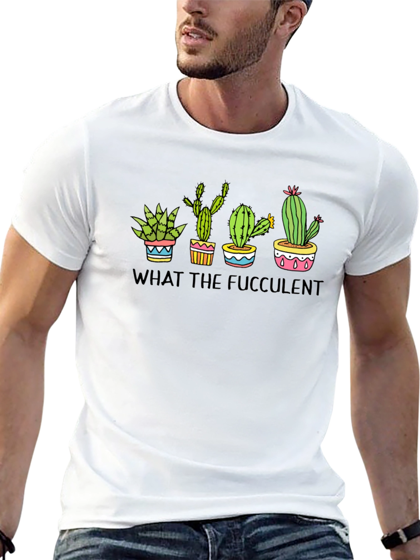 Black What the Fucculent Cactus Graphic Tee - Black view 13
