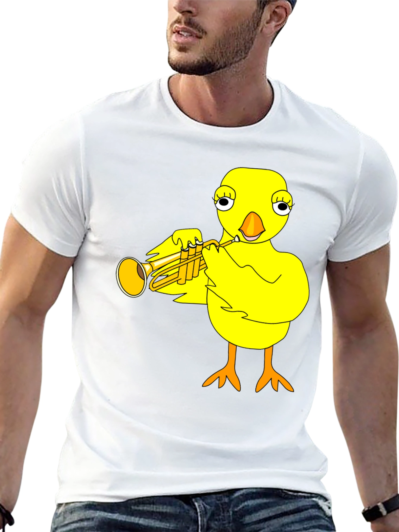 Black Funny Chick Trumpet Player Graphic Tee view 13