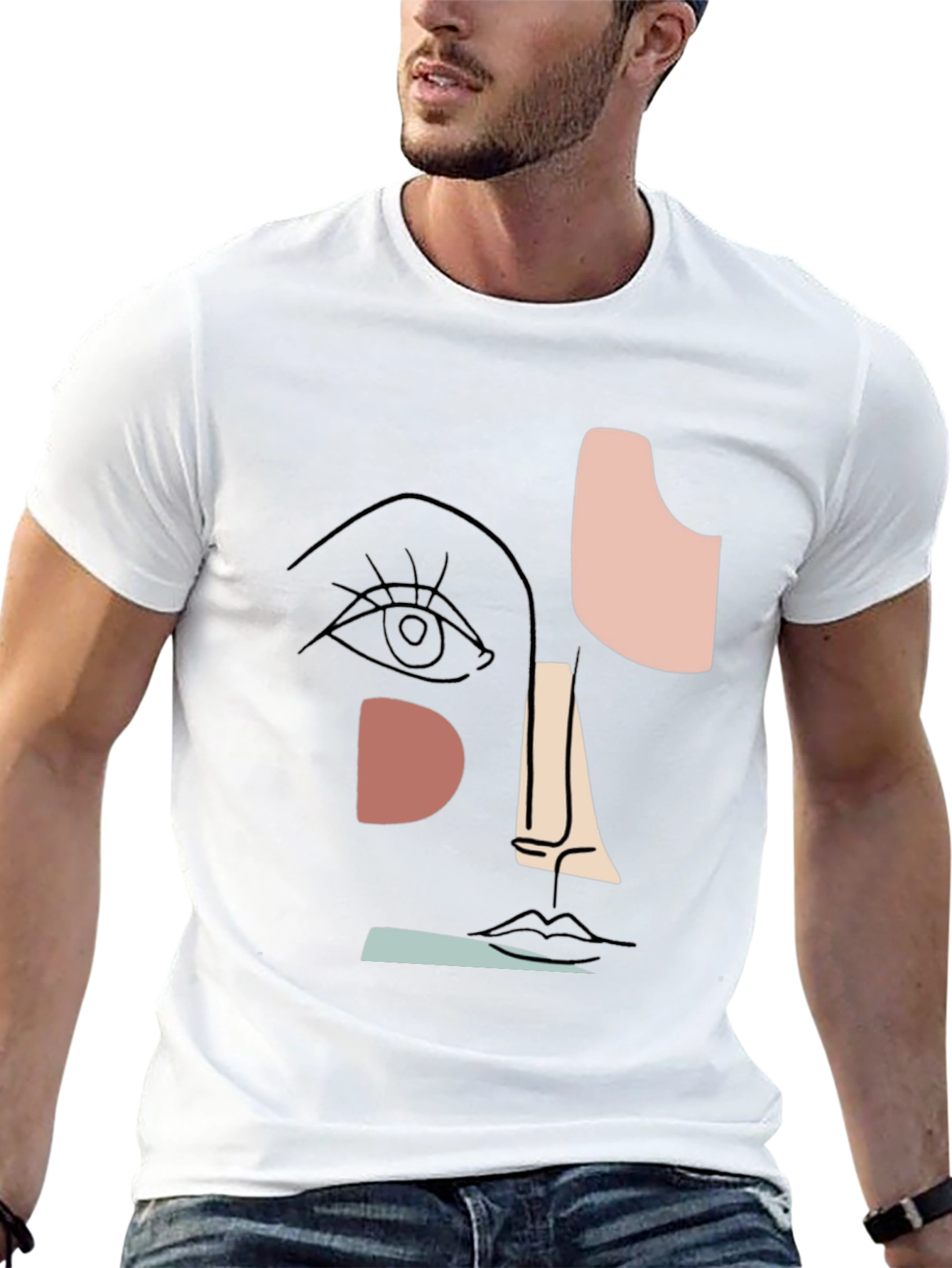 Abstract Face Graphic T-Shirt - Modern Art Tee - 13
