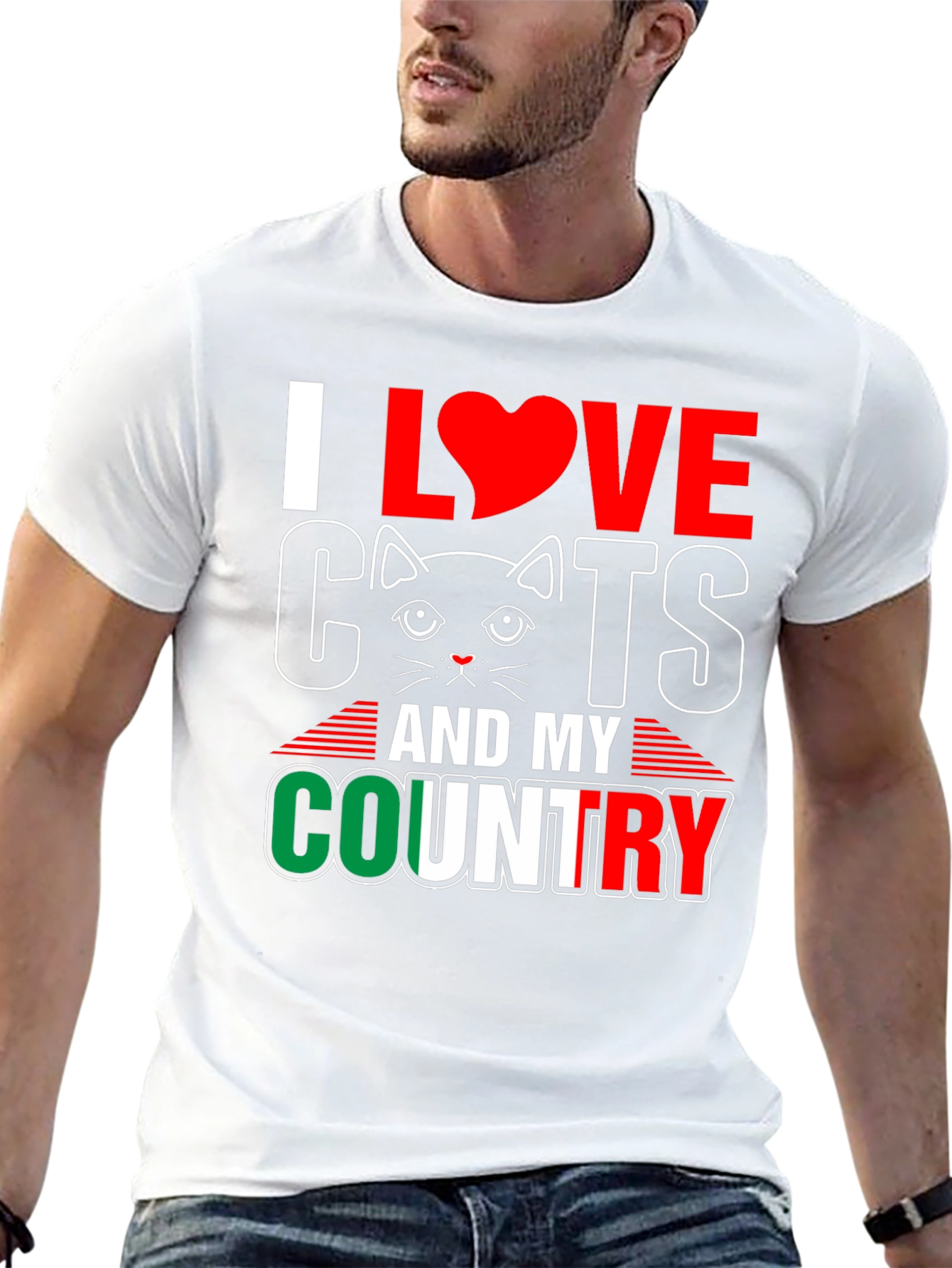 Black I Love Cats and My Country T-Shirt view 13