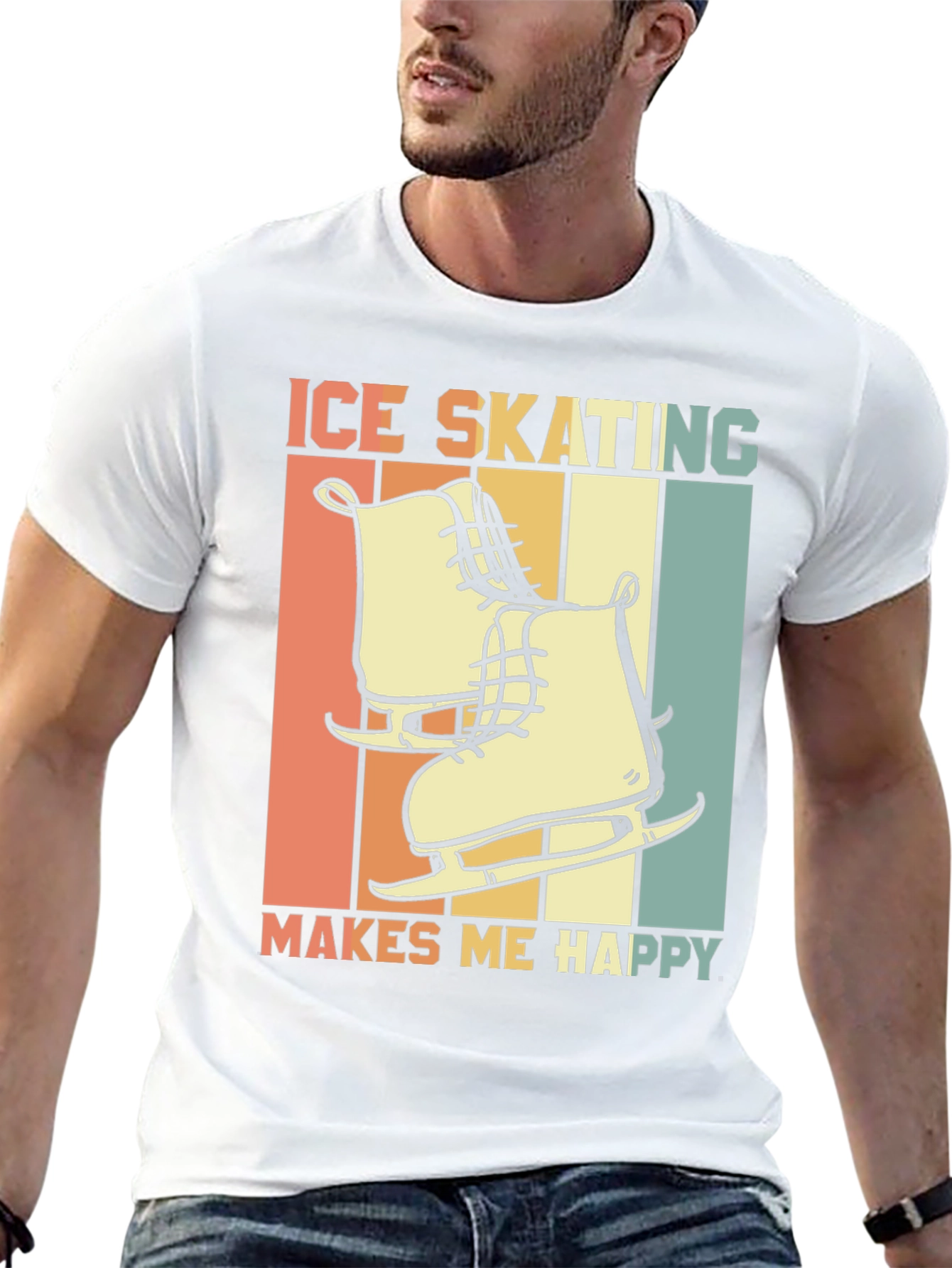 Black Ice Skating Makes Me Happy Graphic Tee view 13