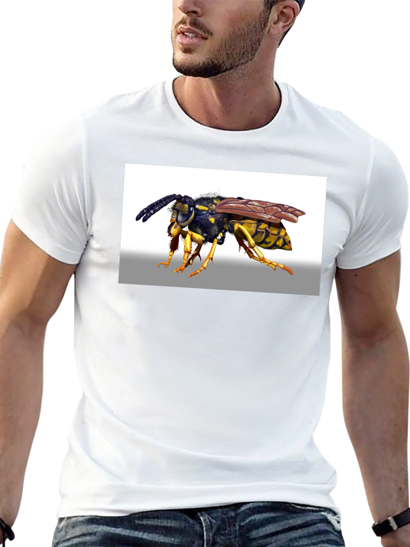 Black Wasp Graphic T-Shirt - Black Cotton Tee view 13