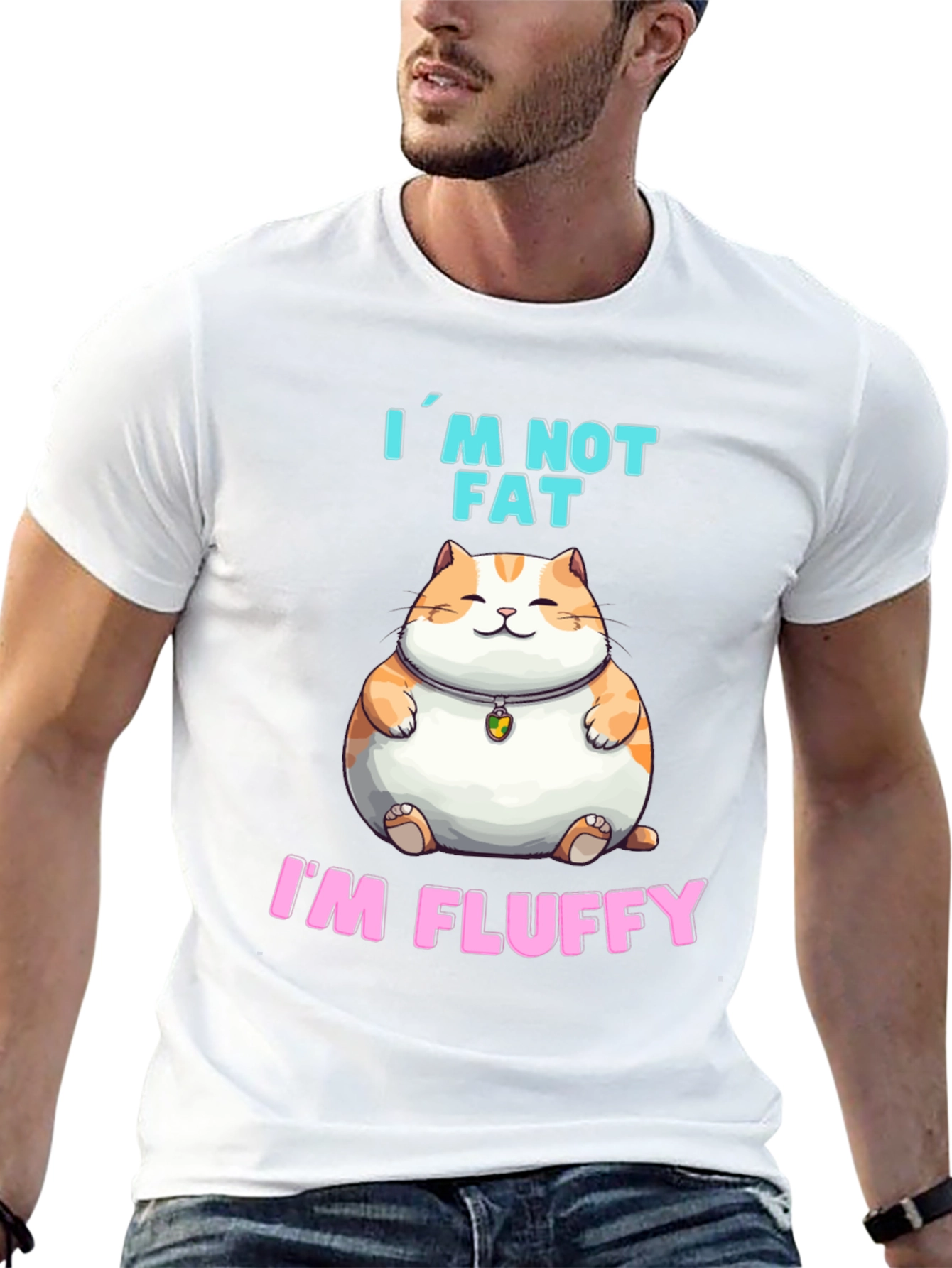 Black I'm Not Fat, I'm Fluffy T-Shirt view 13