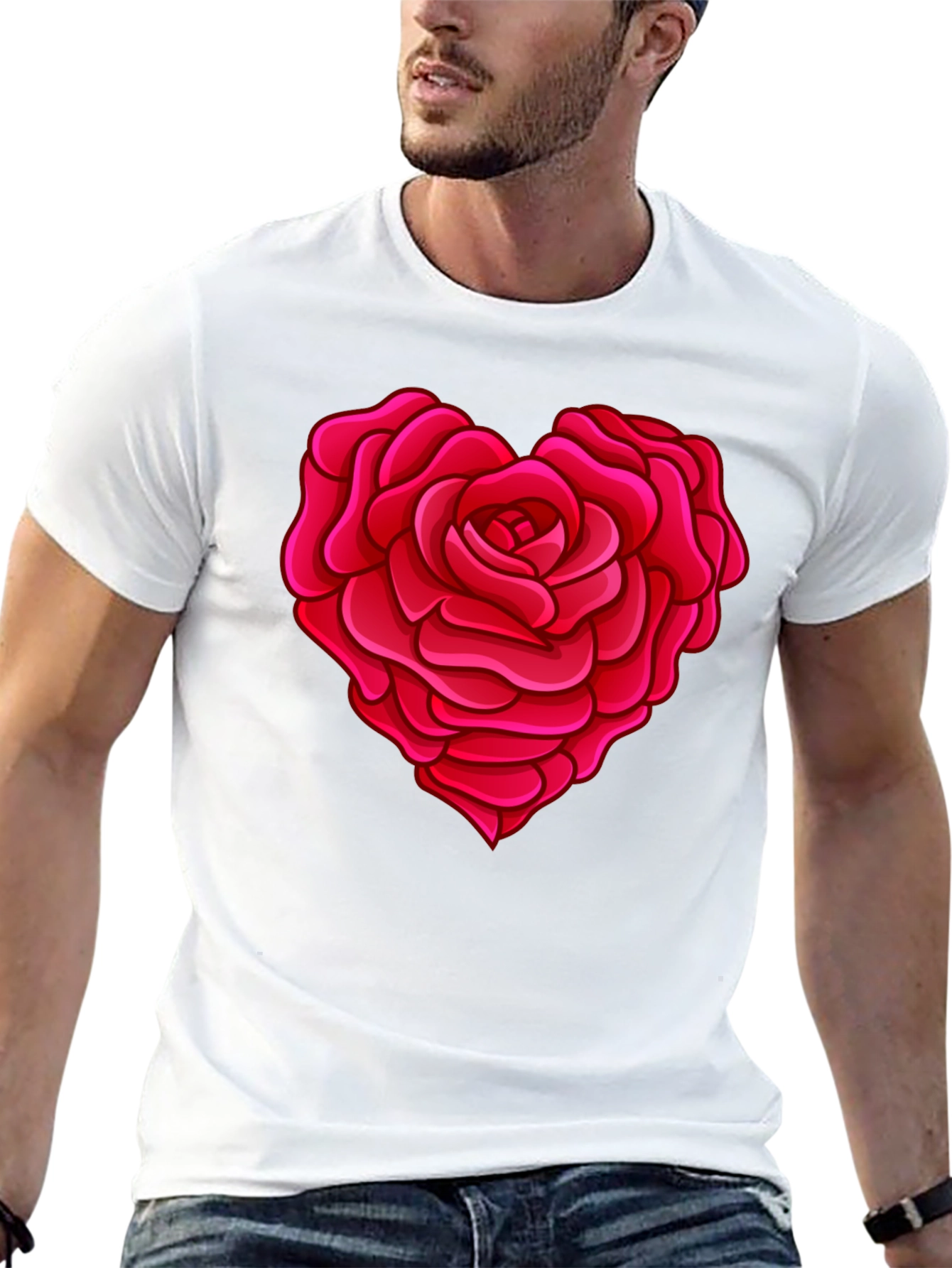 Black Rose Heart Graphic T-Shirt - Stylish Black Tee view 13